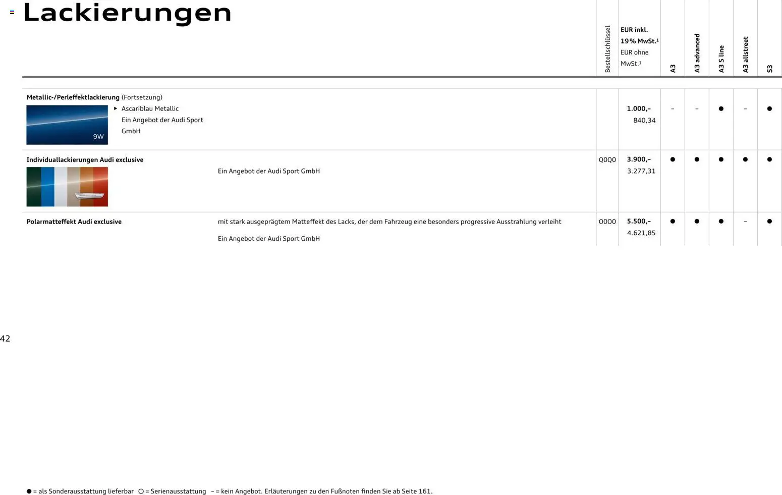 Audi A3 – gültig ab 28.10.2025 | Seite: 42