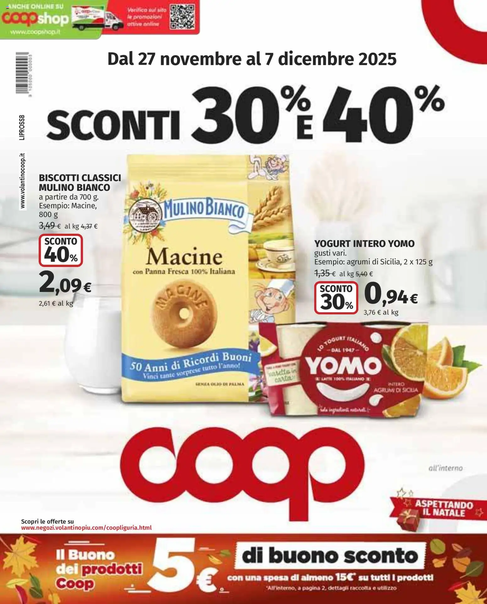 Volantino COOP del 27.11.2025 | Pagina: 1 | Prodotti: Panna, Biscotti, Olio, Agrumi