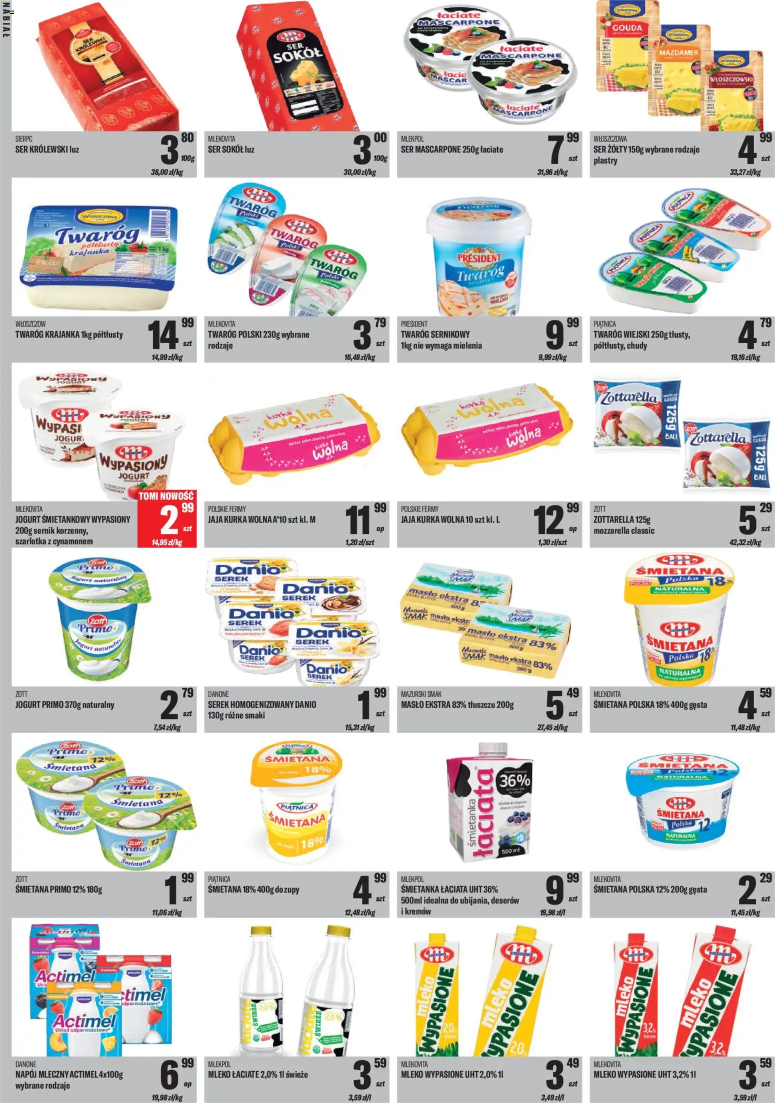 TomiMarkt Gazetka od 05.12.2025 | Strona: 6 | Produkty: Ser żółty, Jogurt naturalny, Jogurt, Mozzarella