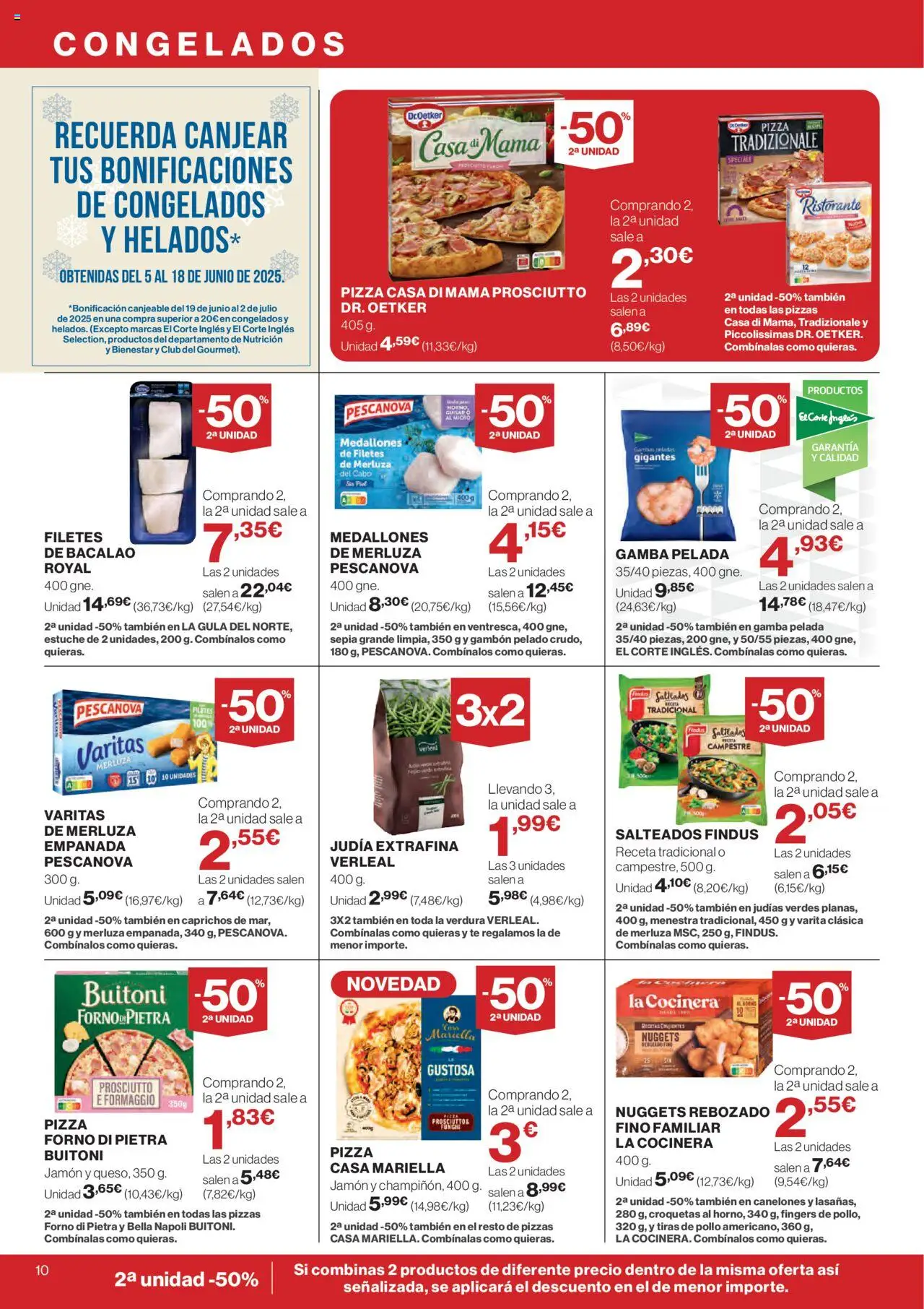 Hipercor catálogo │ válido desde el 19.06.2025 | Página: 10 | Productos: Pizza, Horno, Croquetas, Canelones