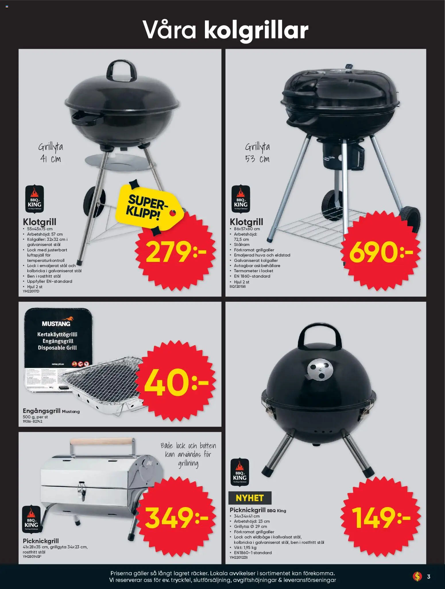 Dollar Store reklamblad aktuell från 20.04.2026 | Sida: 3 | Produkter: Grill, Termometer, Galler, Eldstad