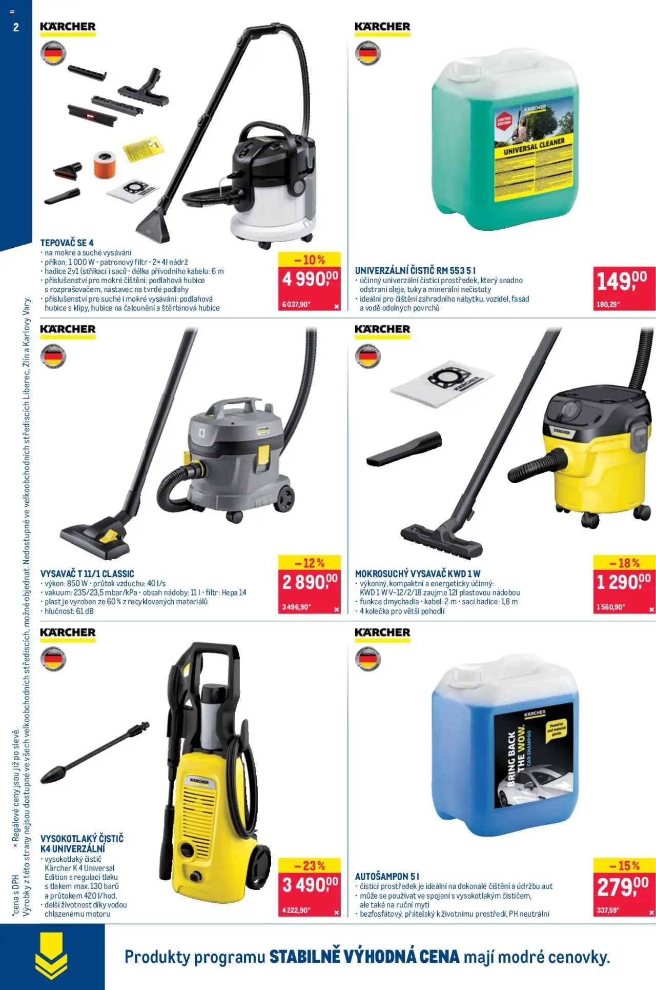 Makro leták - Úklid od 24.09.2025 | Strana: 2 | Produkty: Kärcher, Kabel, Hadice, Univerzální čistič