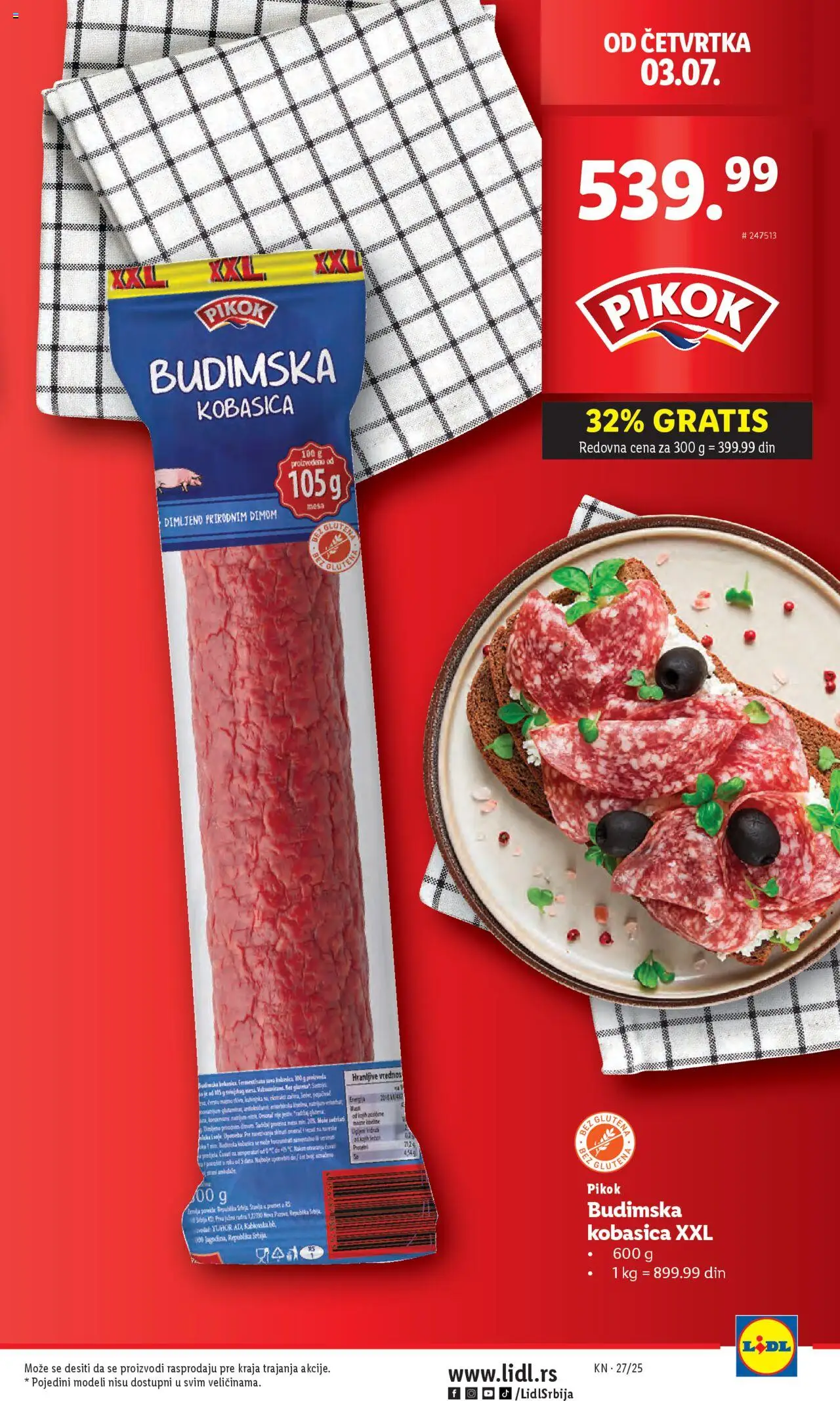 Lidl katalog - važi od 03.07.2025 | Strana: 3 | Proizvode: Budimska kobasica, Kobasica