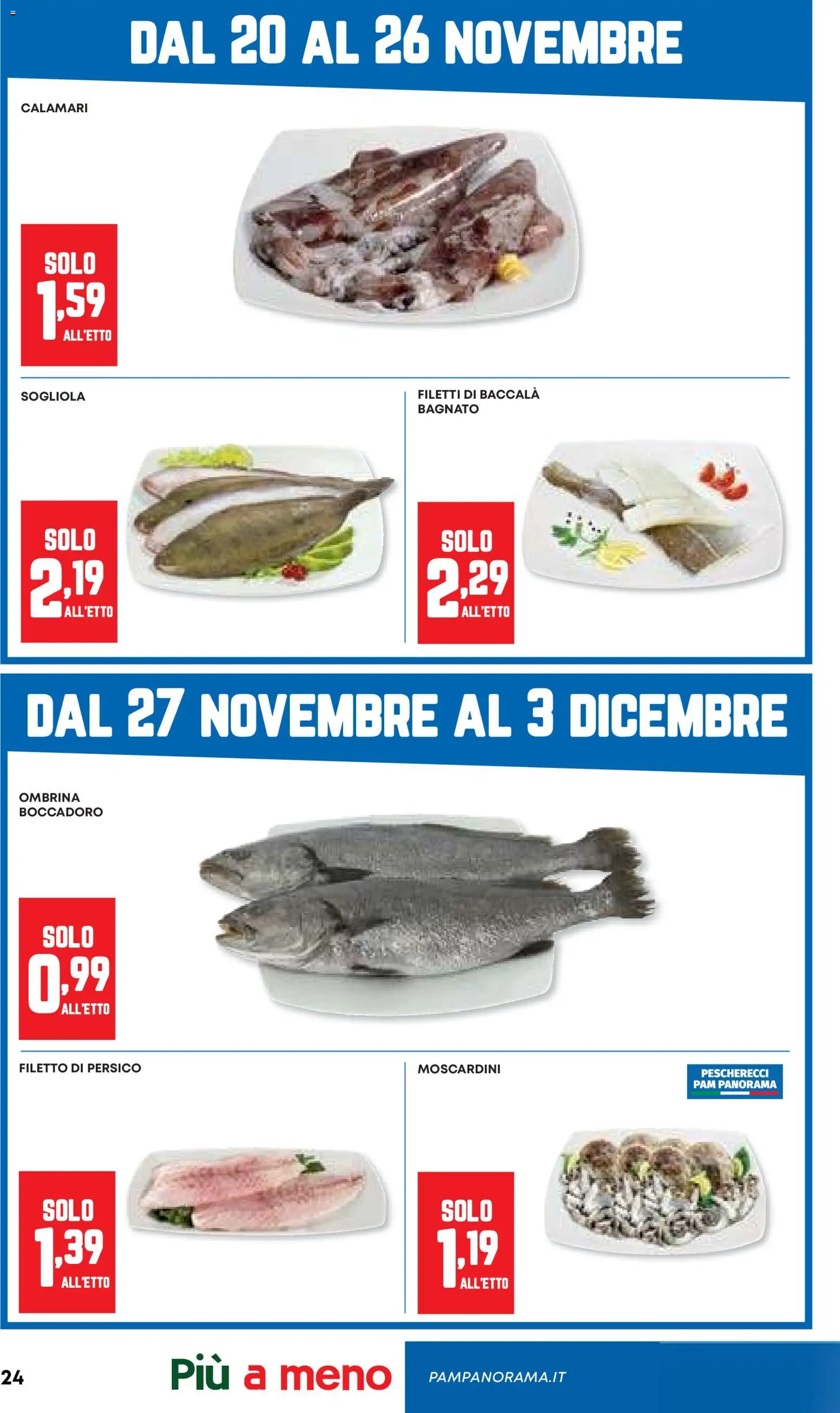 Volantino Panorama del 20.11.2025 | Pagina: 24 | Prodotti: Sogliola, Calamari