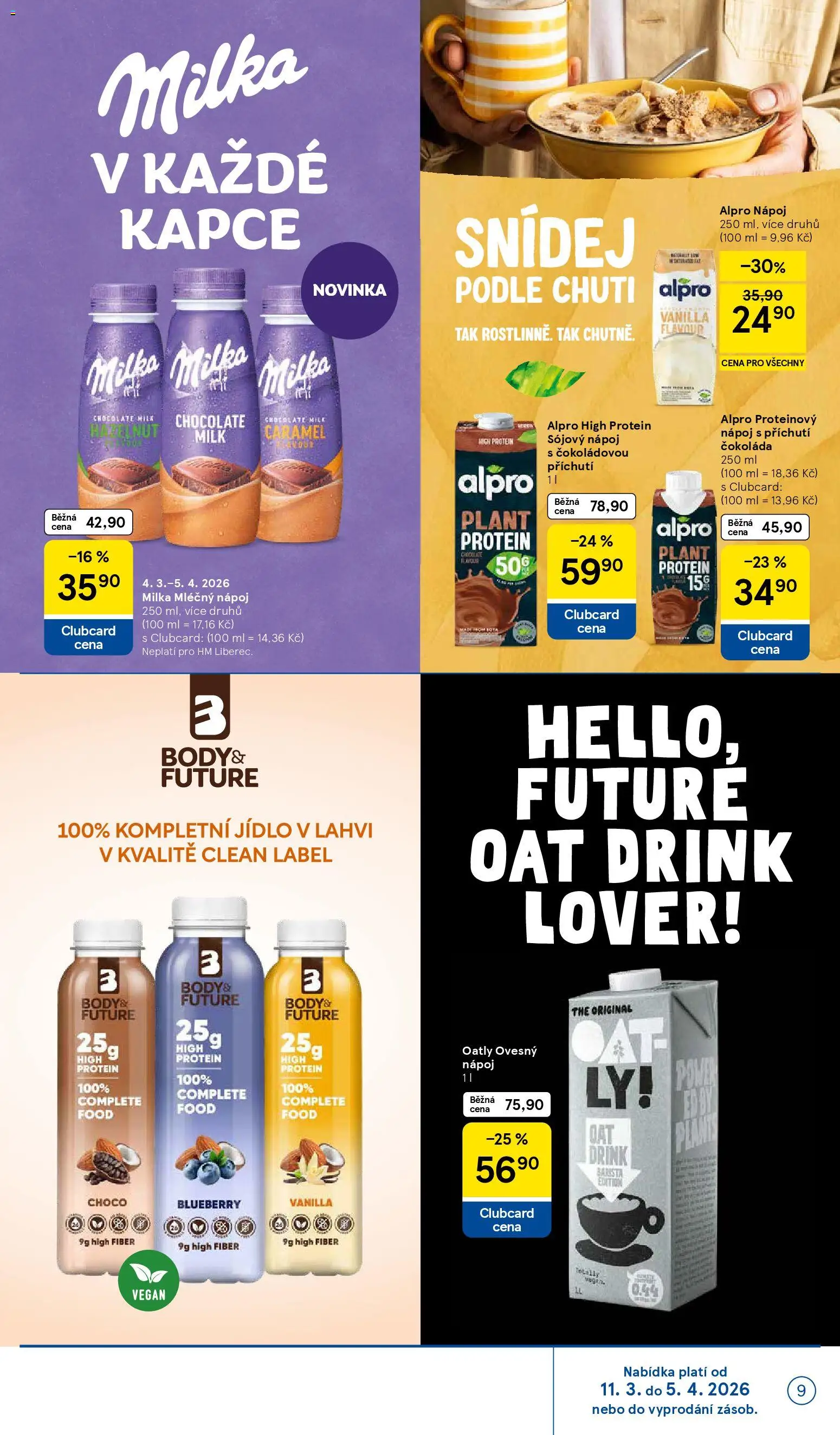 Tesco katalog - Jaro od 11.03.2026 | Strana: 9 | Produkty: Proteinový nápoj, Ovesný nápoj, Sójový nápoj, Alpro