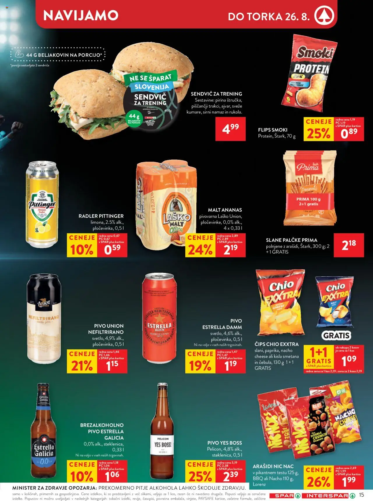 Spar katalog 34/25 │ velja od 20.08.2025 | Stran: 15 | Izdelki: Slane palčke, Flips, Radler, Smetana