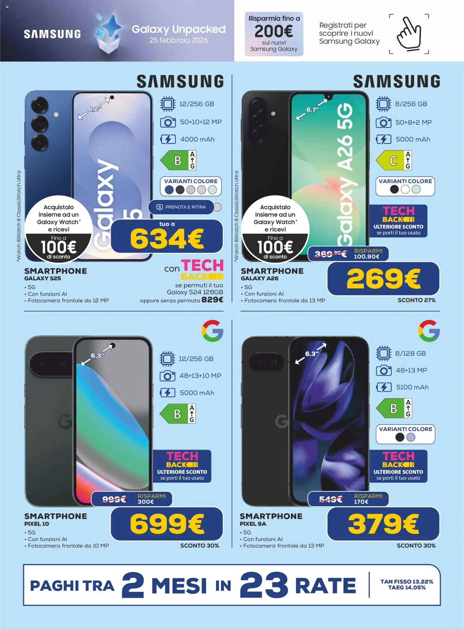 Volantino Euronics del 19.02.2026 | Pagina: 2 | Prodotti: Samsung Galaxy, Smartphone, Fotocamera, Samsung