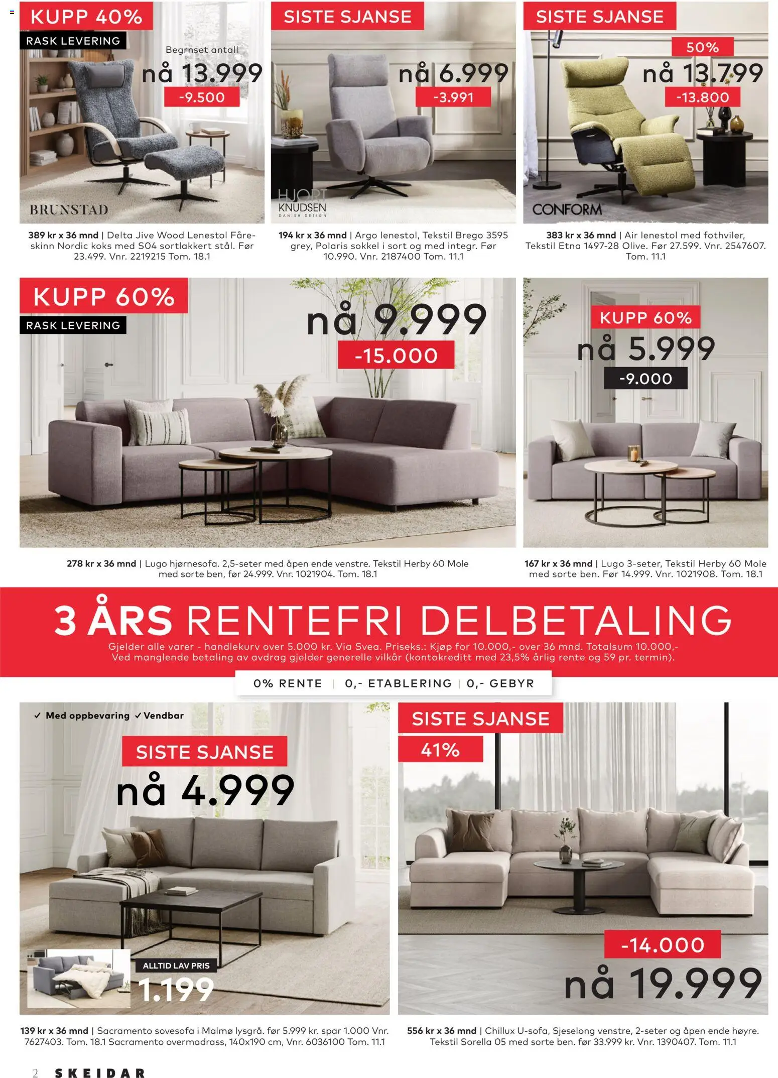 {H1} | Side: 2 | Produkter: Sovesofa, Lenestol, Sjeselong