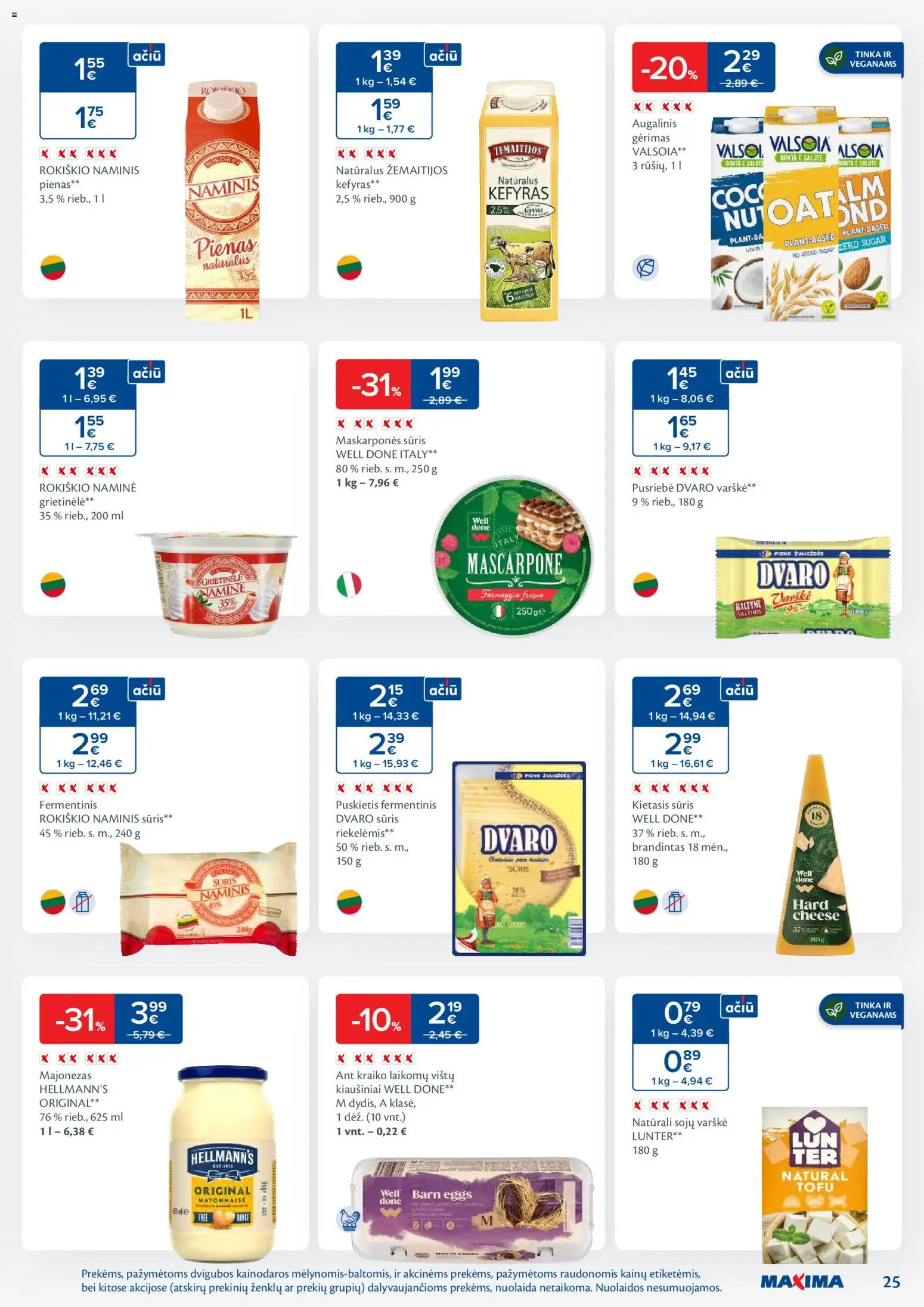 MAXIMA akcijos nuo 20.01.2026 | Puslapis: 25 | Prekių: Grietinėlė, Pienas, Kiaušiniai, Sūris