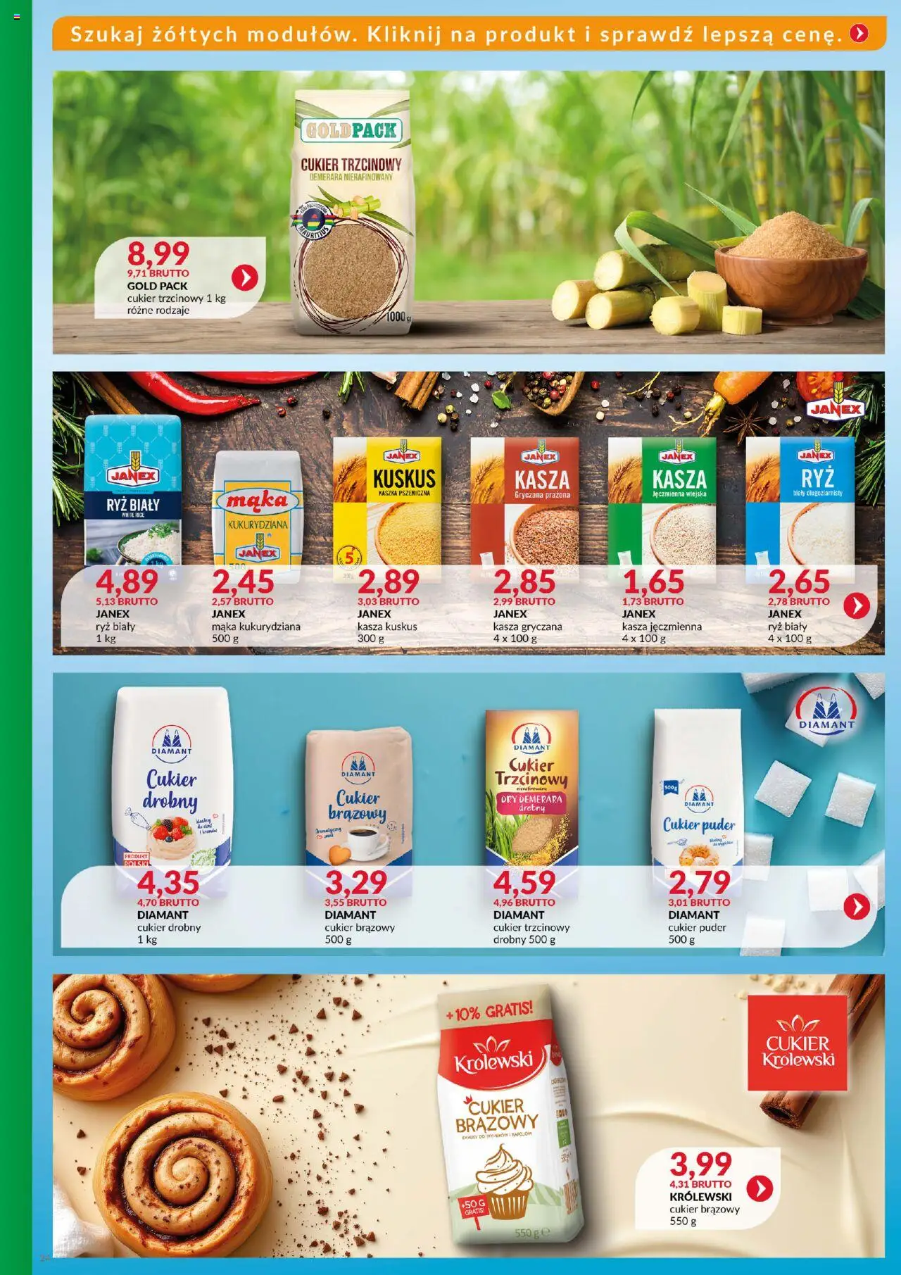 Eurocash Gazetka - Katalog Artykułów Spożywczych od 19.10.2025 | Strona: 24 | Produkty: Kasza kuskus, Ryż, Mąka kukurydziana, Cukier