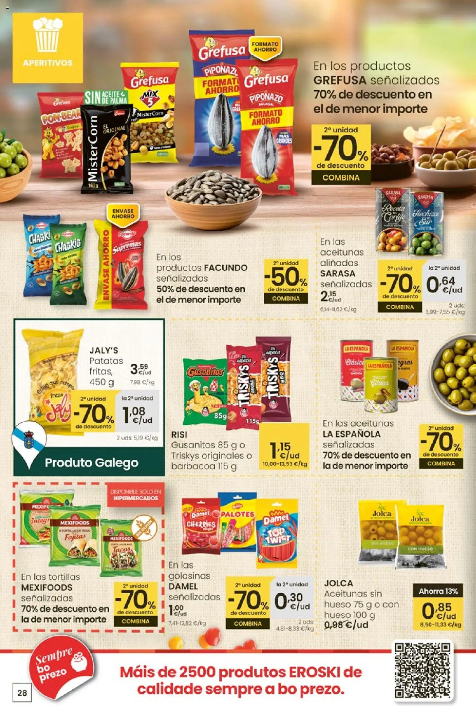 Eroski ¿Quieres ahorrar conmigo? │ válido desde el 26.03.2026 | Página: 28 | Productos: Golosinas, Barbacoa