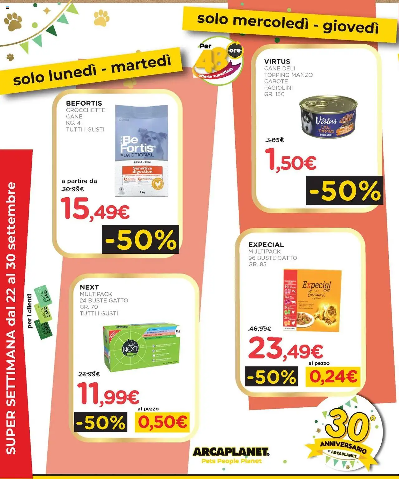 Volantino Arcaplanet del 01.10.2025 | Pagina: 2 | Prodotti: Manzo, Crocchette, Fagiolini, Topping