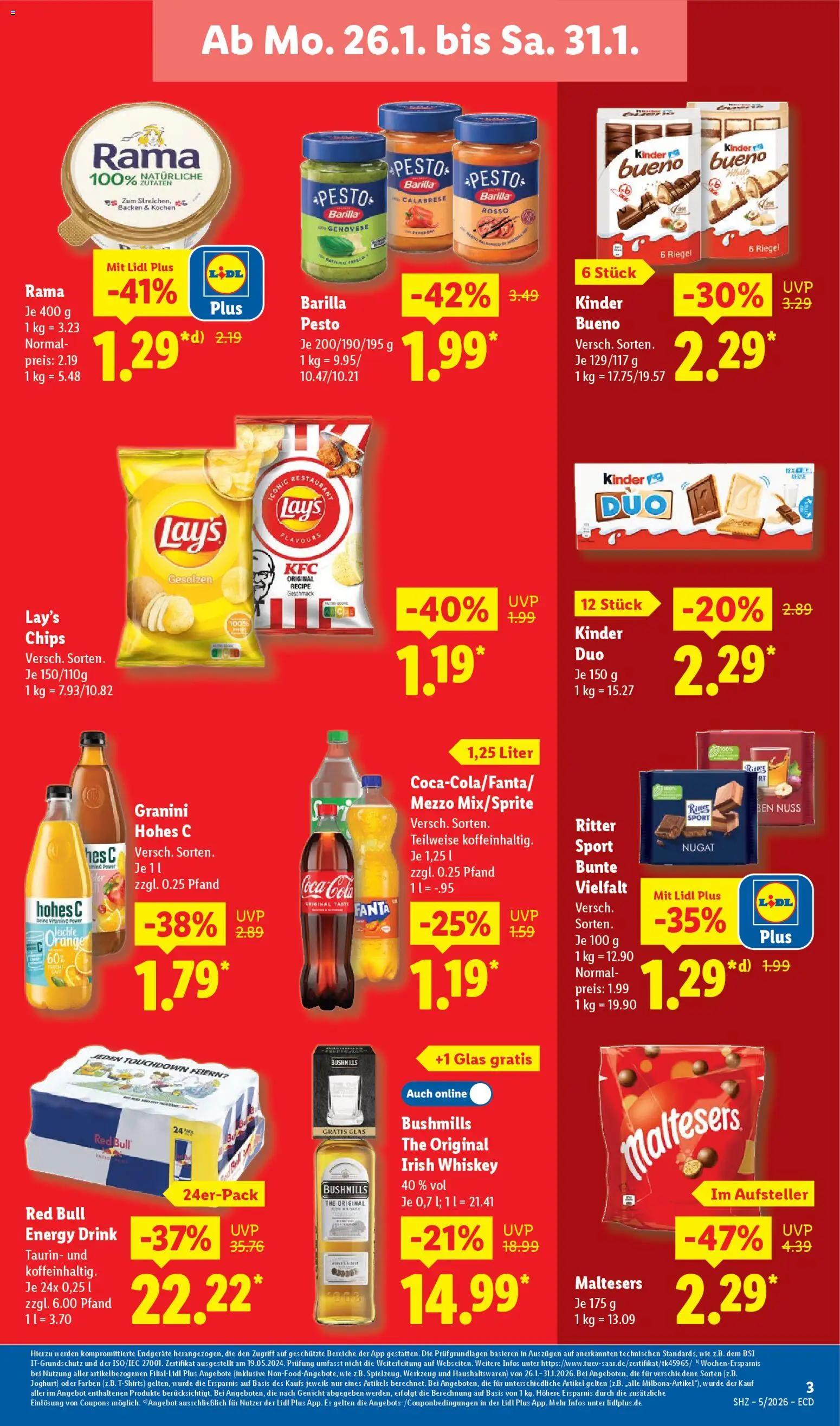 Lidl - Prospekt – gültig ab 26.01.2026 | Seite: 3 | Produkte: Gewicht, Barilla, Granini, Hohes c