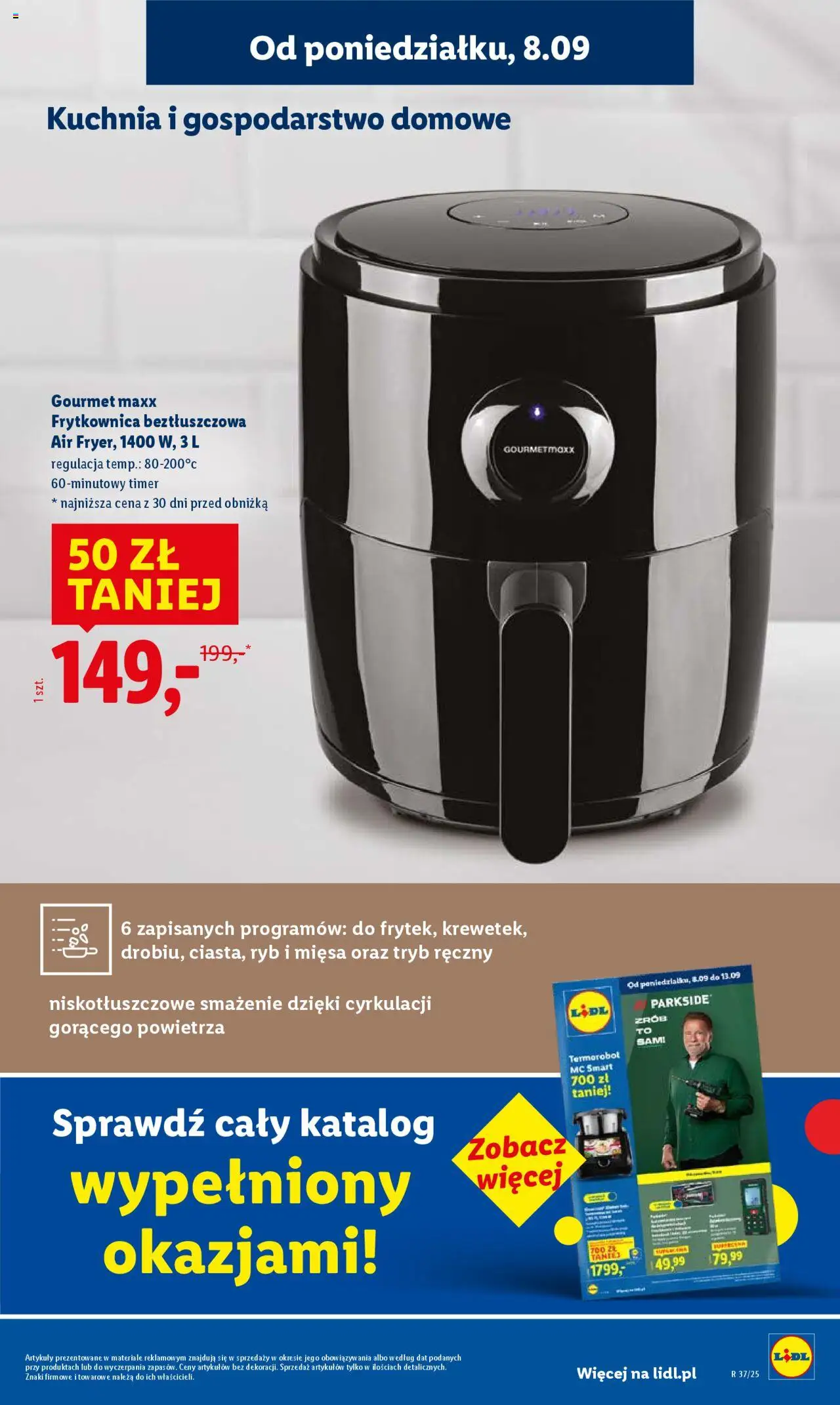 Lidl Gazetka od 08.09.2025 | Strona: 7 | Produkty: Frytkownica, Frytkownica beztłuszczowa