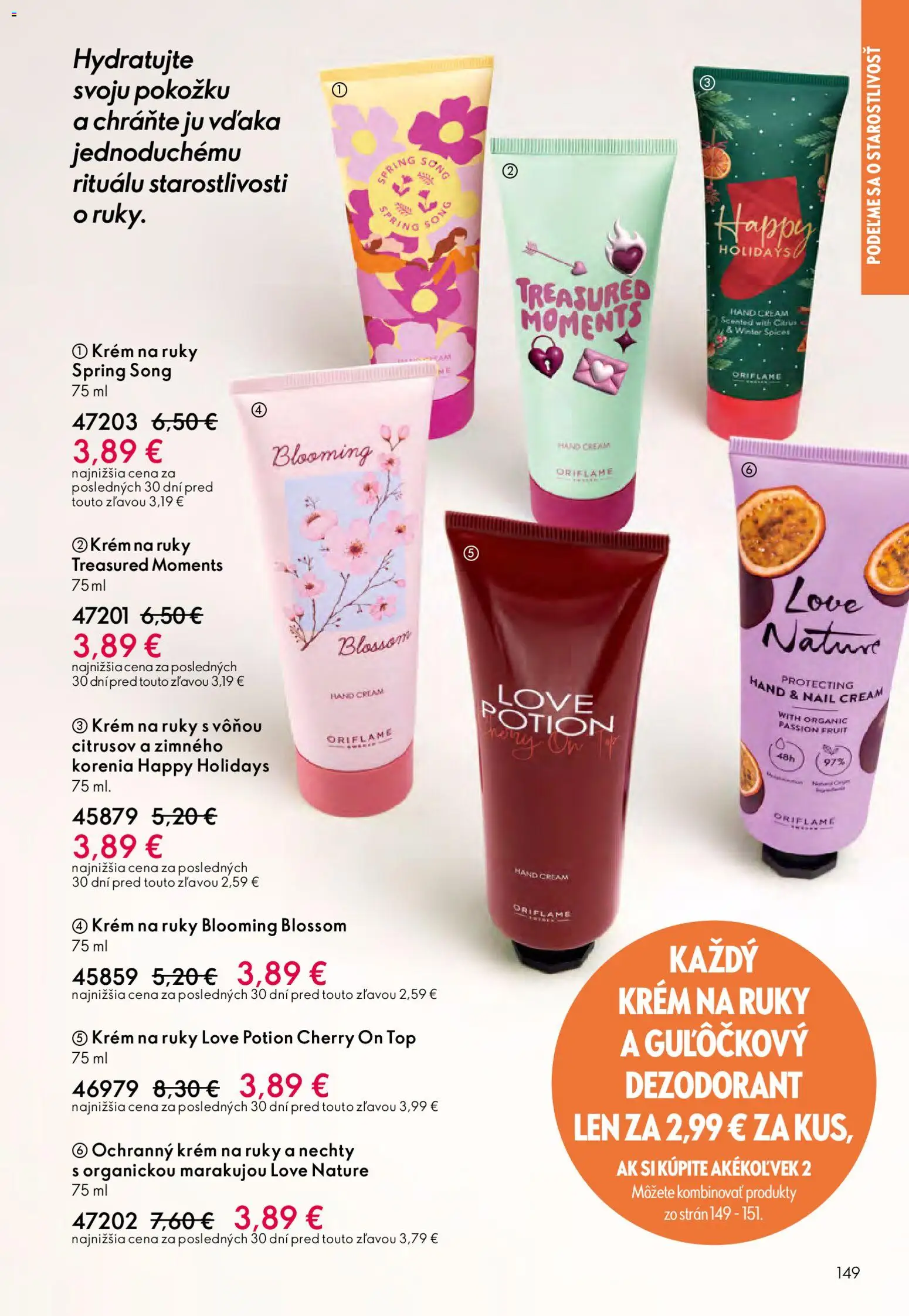 Nové Oriflame akcie – leták je platný od 06.05.2026 | Strana: 149 | Produkty: Krém na ruky, Dezodorant, Krém