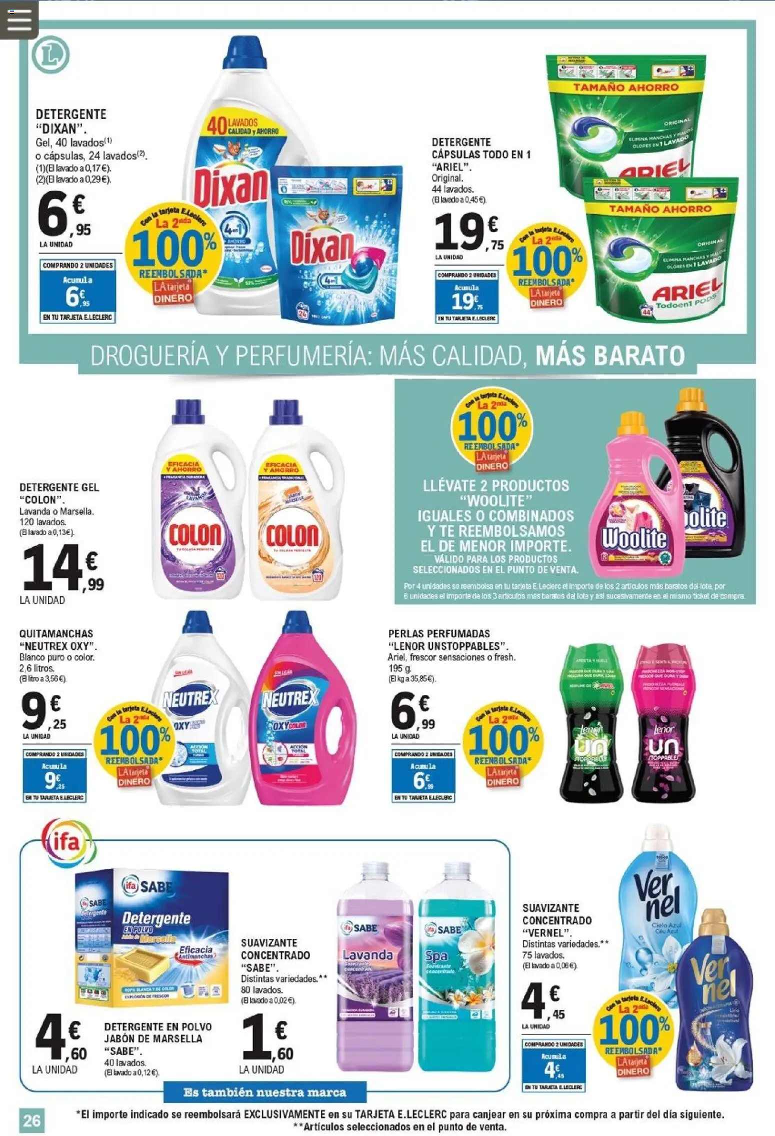 E.Leclerc folleto │ válido desde el 08.04.2026 | Página: 26 | Productos: Fragancia, Quitamanchas, Detergente, Ropa