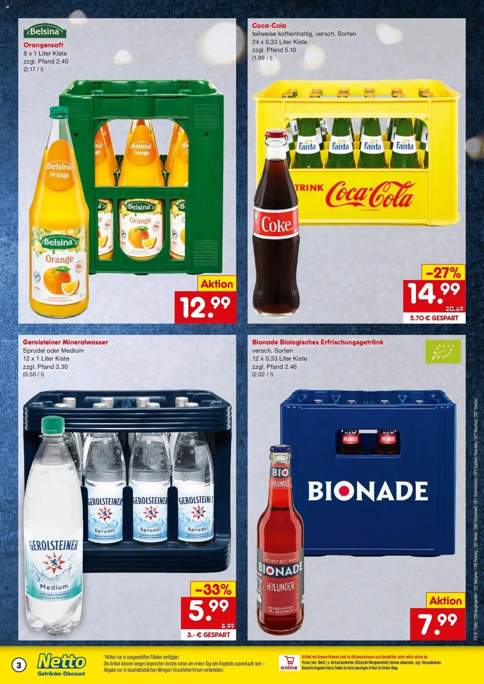 Netto Marken-Discount prospekt Beilngries	 – gültig ab 22.12.2025 | Seite: 3 | Produkte: Fanta, Bionade, Orangensaft, Mineralwasser