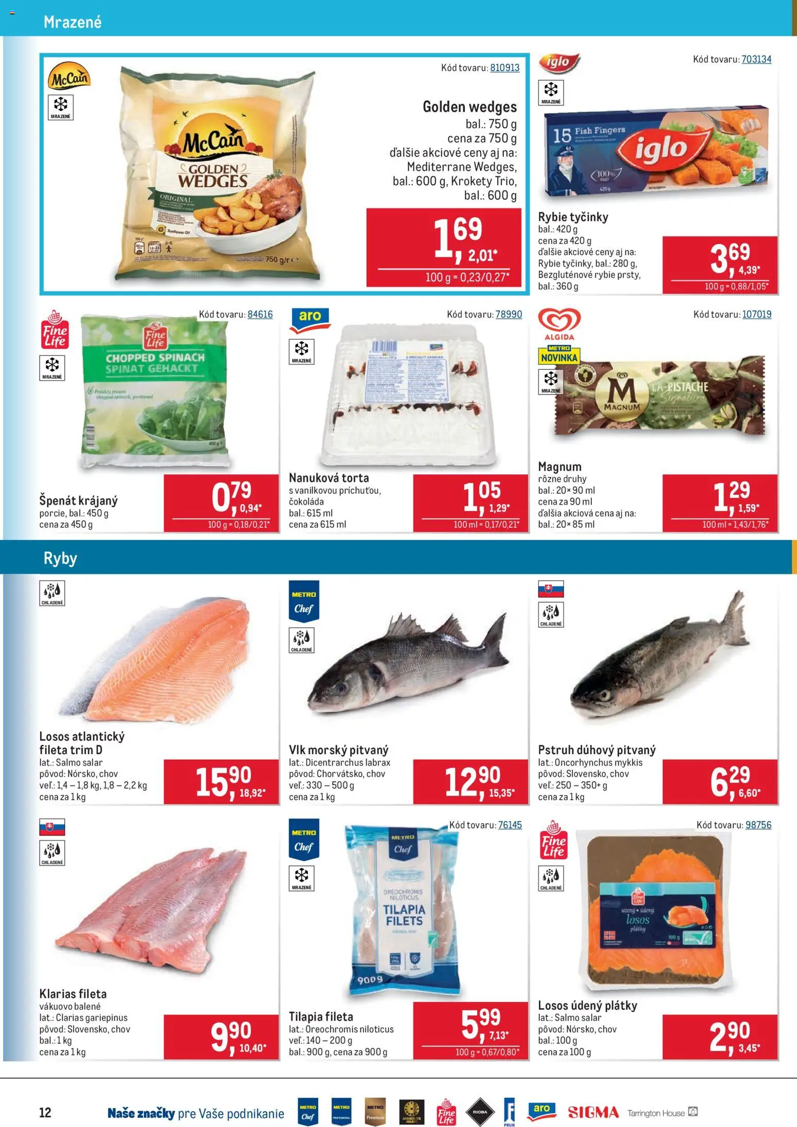 Nové Metro akcie – leták je platný od 25.03.2026 | Strana: 12 | Produkty: Ryby, Pstruh, Čokoláda, Magnum