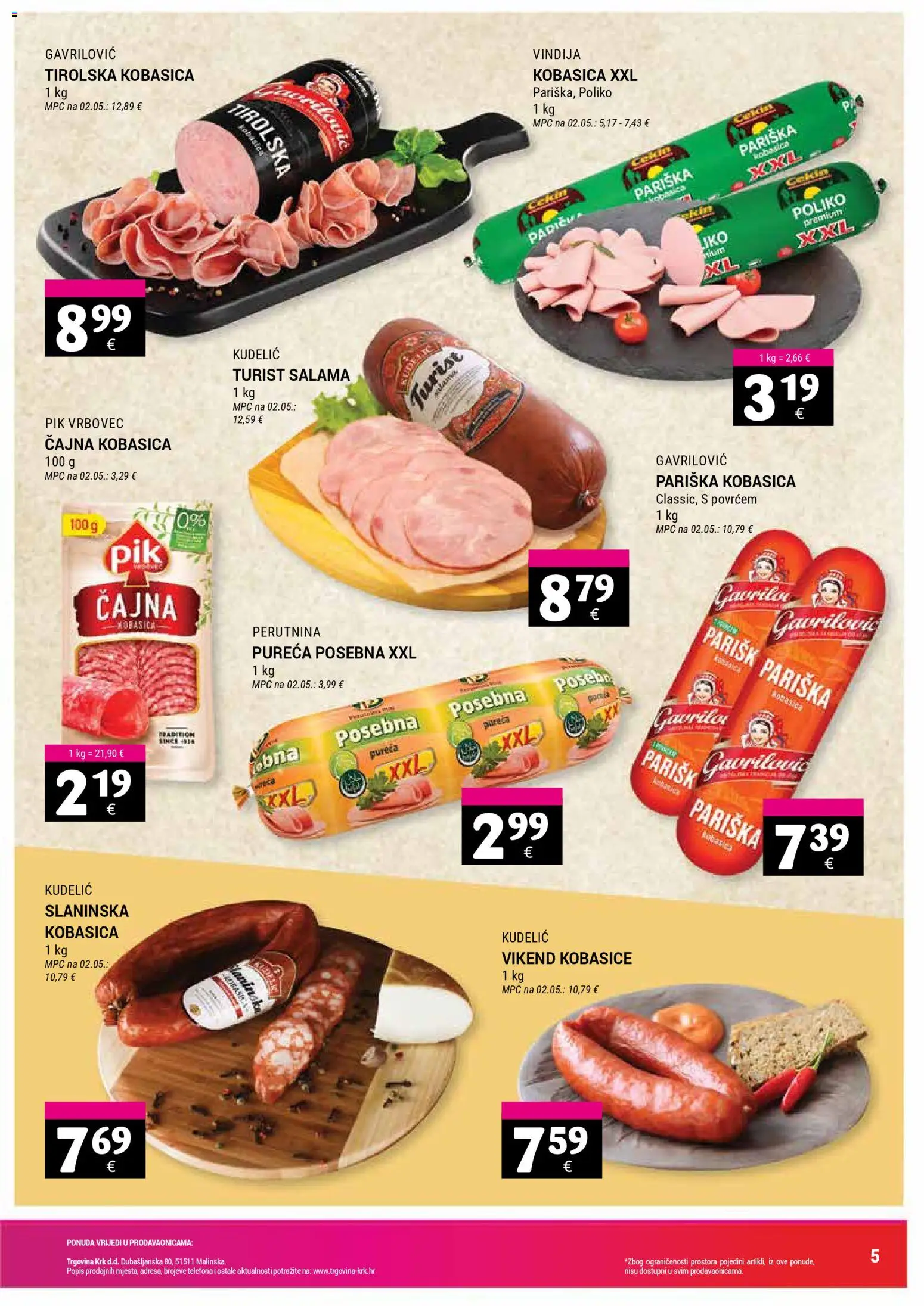 Trgovina Krk katalog | vrijedi od 16.04.2026 | Stranica: 5 | Proizvodi: Vindija, Salama, Kobasica, Pik Vrbovec