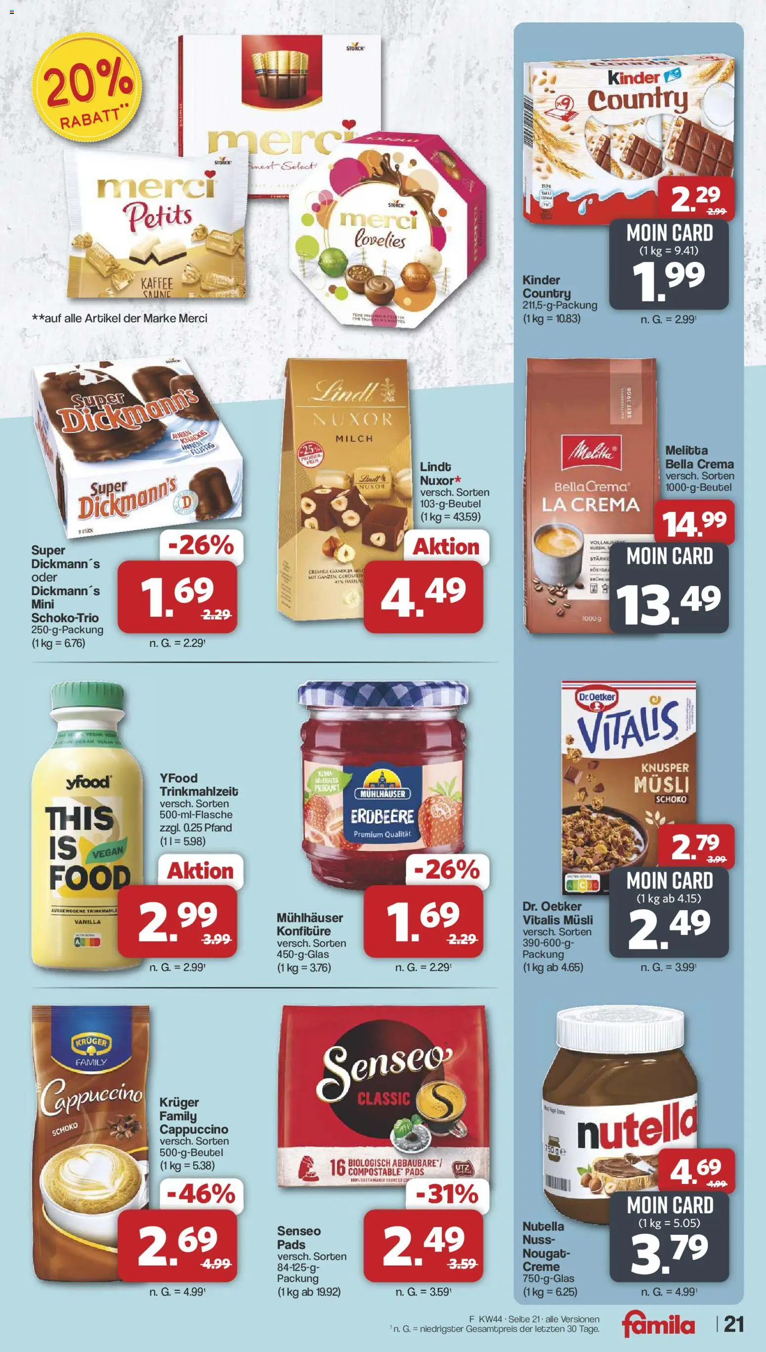 Famila Nordwest Prospekt 	 – gültig ab 27.10.2025 | Seite: 22 | Produkte: Creme, Nutella, YFood, Lindt