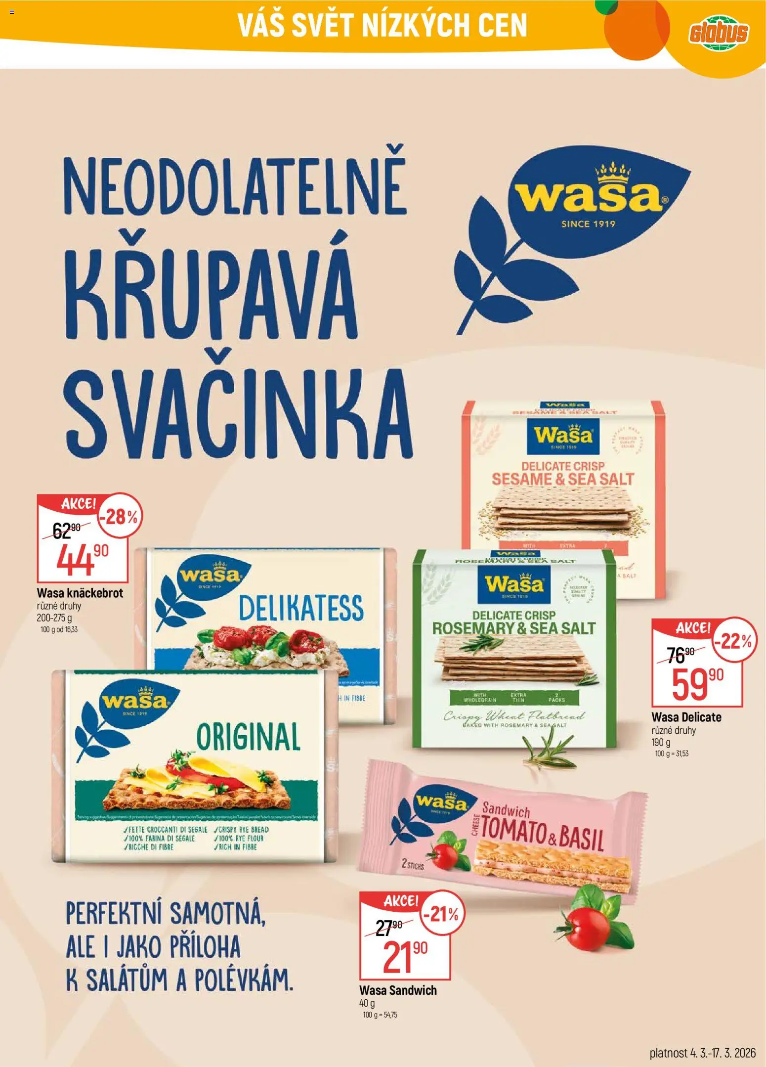 Globus leták - Praha Černý Most od 04.03.2026 | Strana: 23 | Produkty: Globus, Knäckebrot