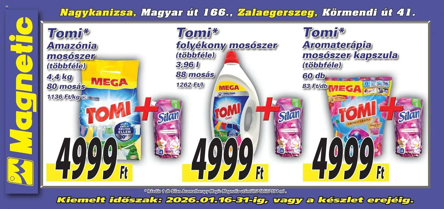 Magnetic akciós ujság - amely érvényes a következő dátumtól: 16.01.2026 | Oldal: 4 | Termékek: Öblítő, Folyékony mosószer, Mosószer