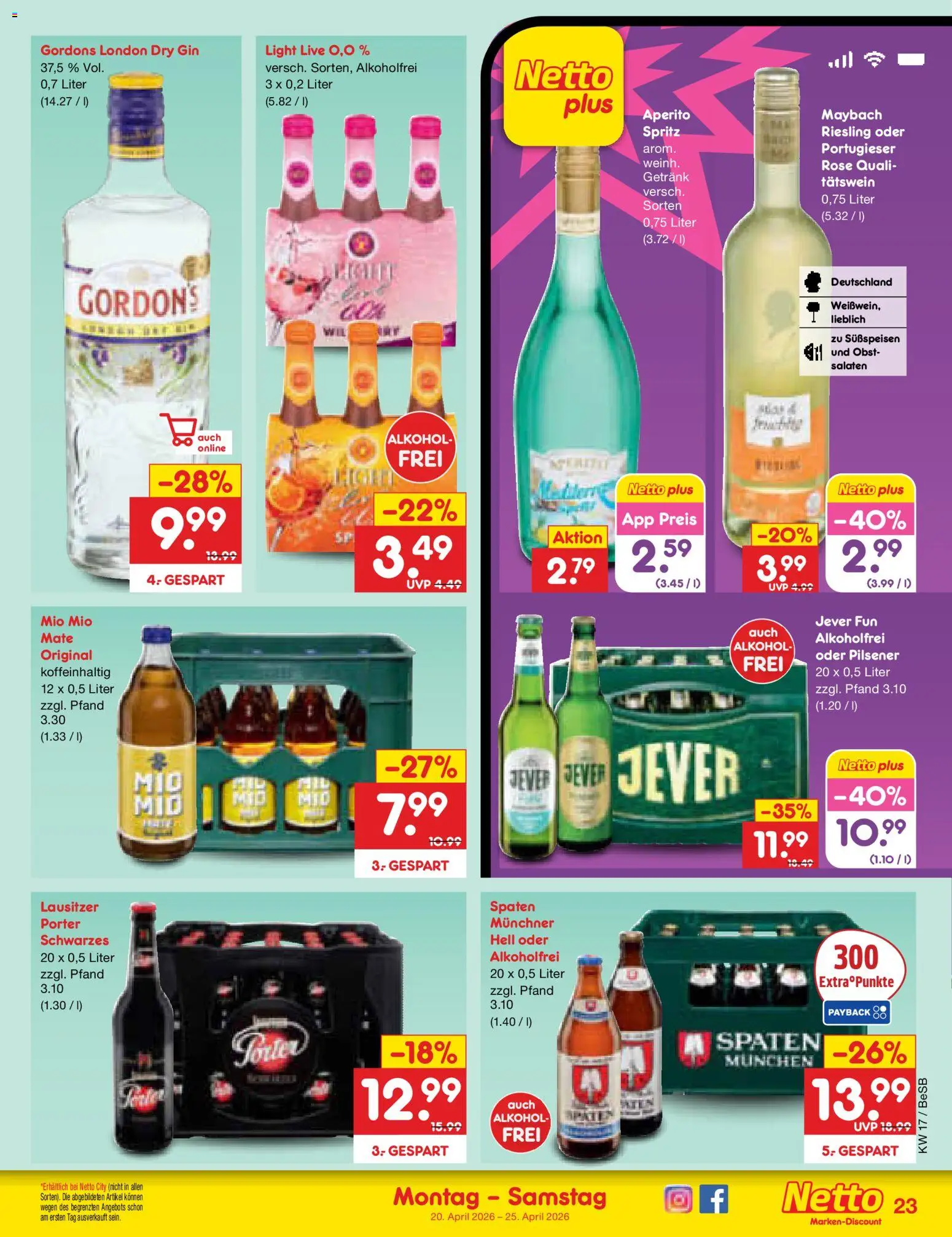 Netto Marken-Discount Prospekt 	 – gültig ab 20.04.2026 | Seite: 31 | Produkte: Obst, Jever, Gin