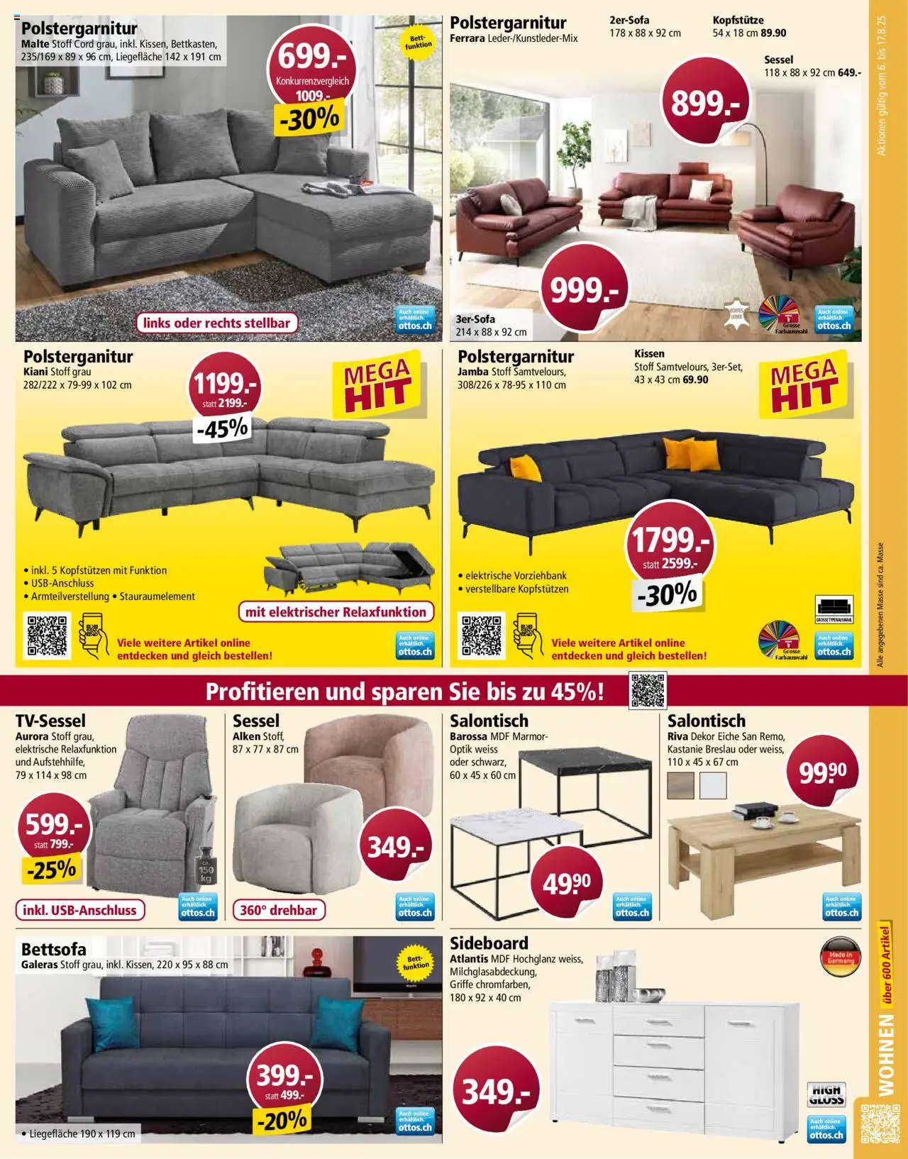 Otto's Aktionen ab 06.08.2025 | Seite: 11 | Produkte: Kissen, Sessel, Bett, Sideboard