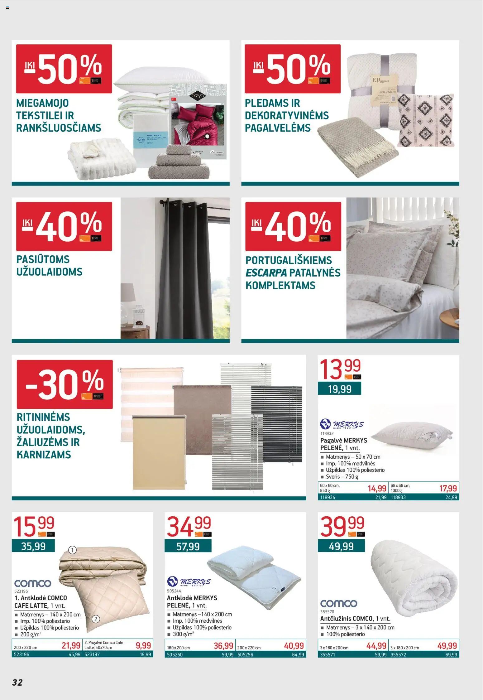 ERMITAŽAS akcijos nuo 01.04.2026 | Puslapis: 32 | Prekių: Pagalvė, Antklodė