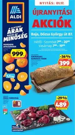 Aldi - Újranyitás: Baja - amely érvényes a következő dátumtól: 17.01.2026