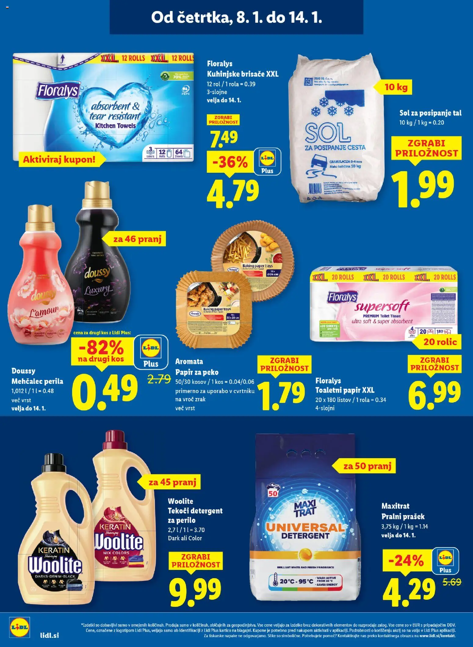 Novi Lidl katalog ponudbe – veljaven od 08.01.2026 | Stran: 12 | Izdelki: Prašek, Mehčalec, Toaletni papir, Kos