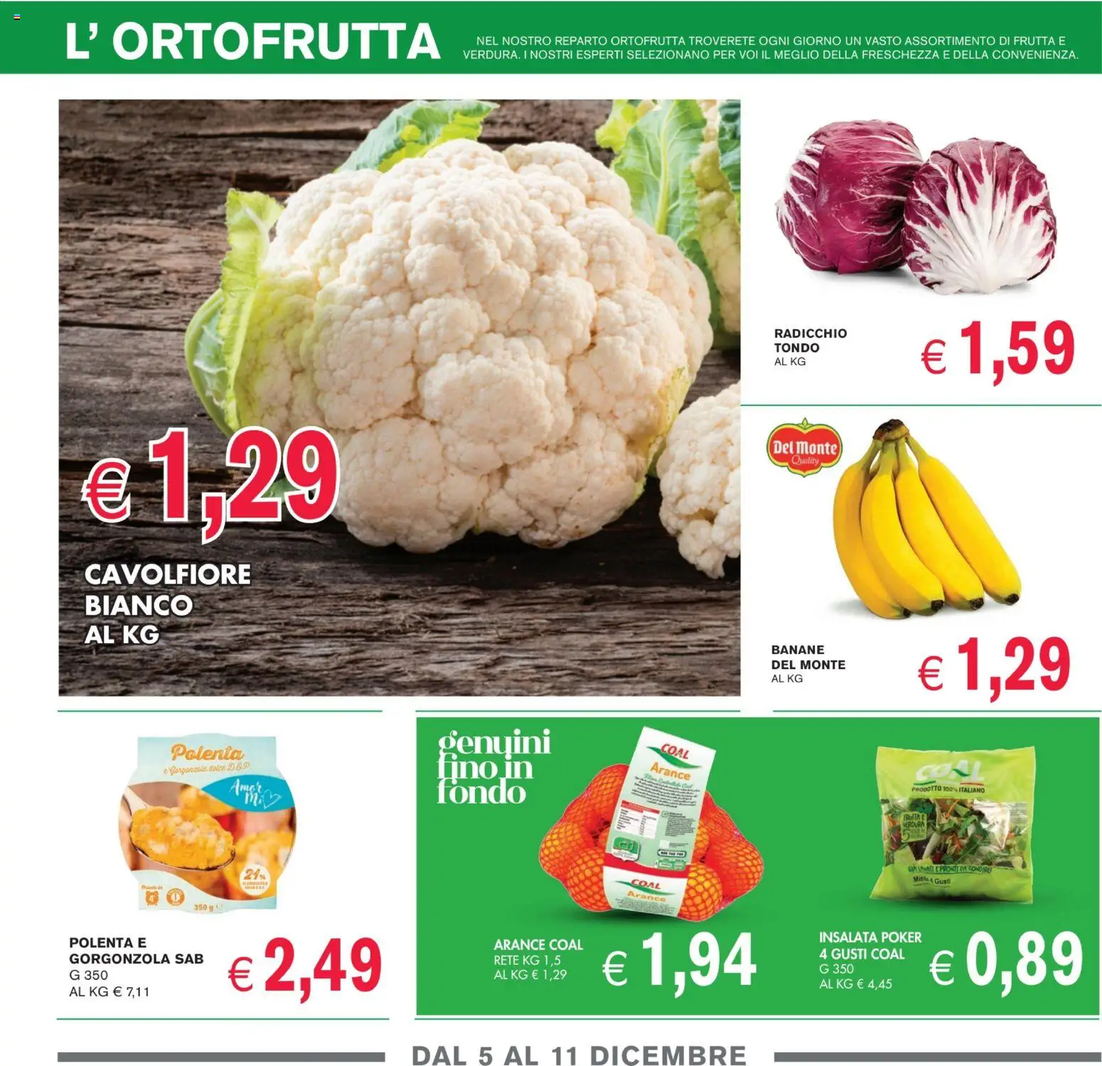 Volantino Coal del 28.11.2025 | Pagina: 3 | Prodotti: Arance, Insalata, Cavolfiore, Gorgonzola
