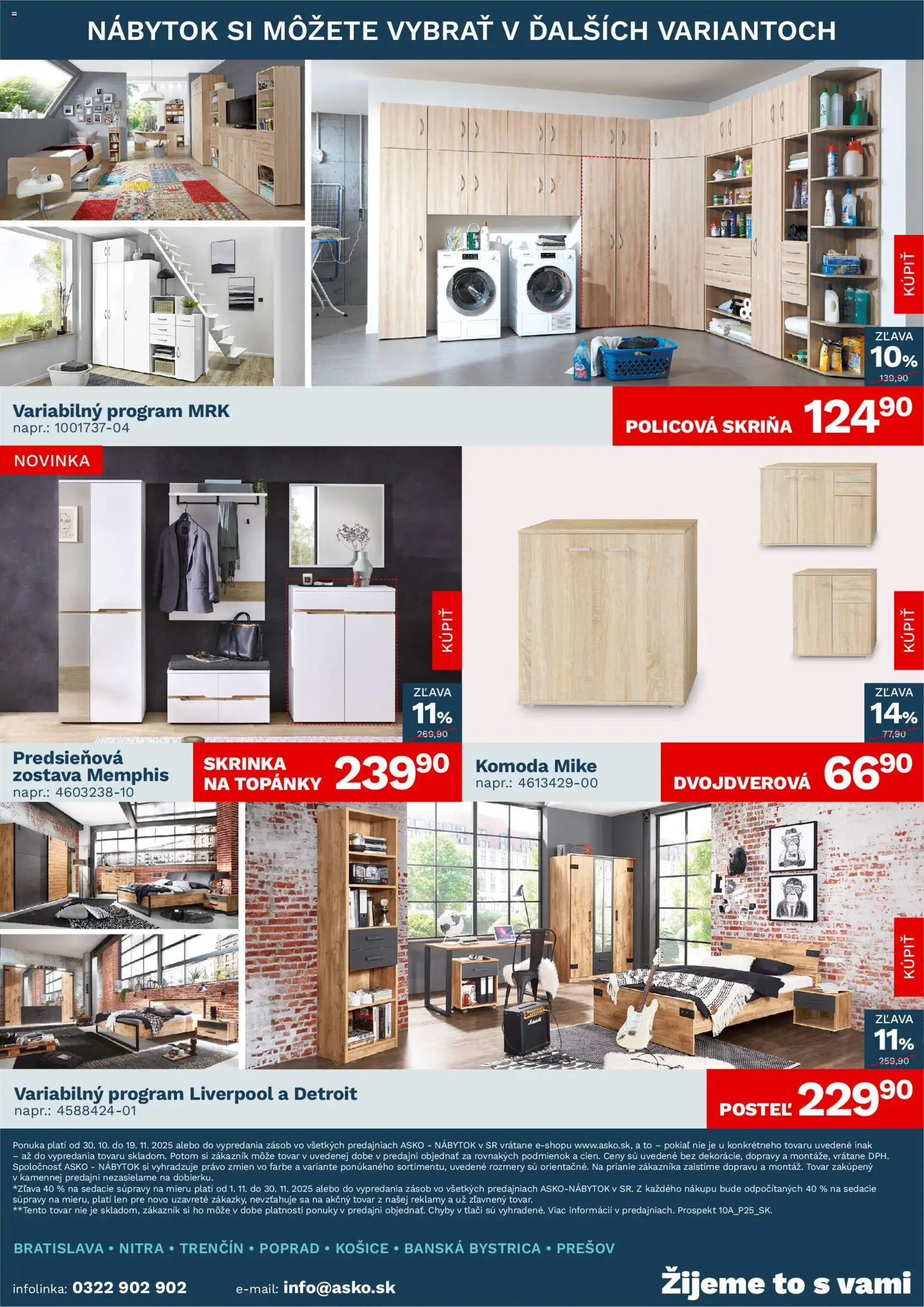 Nové ASKO nábytok akcie – leták je platný od 30.10.2025 | Strana: 4 | Produkty: Nábytok, Skriňa, Predsieňová zostava, Policová skriňa