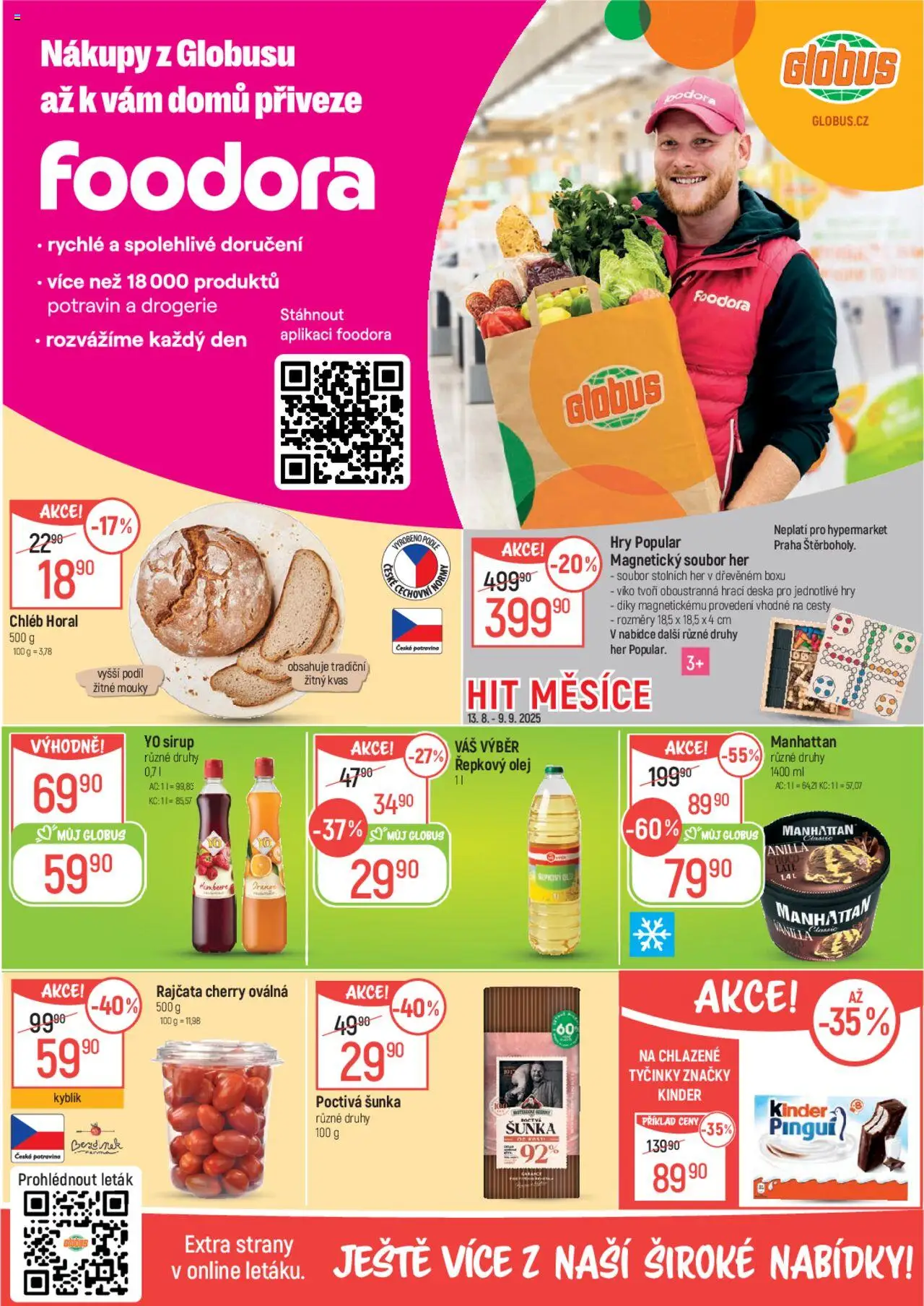 Globus leták od 13.08.2025 | Strana: 2 | Produkty: Šunka, Tyčinky, Yo sirup, Kinder