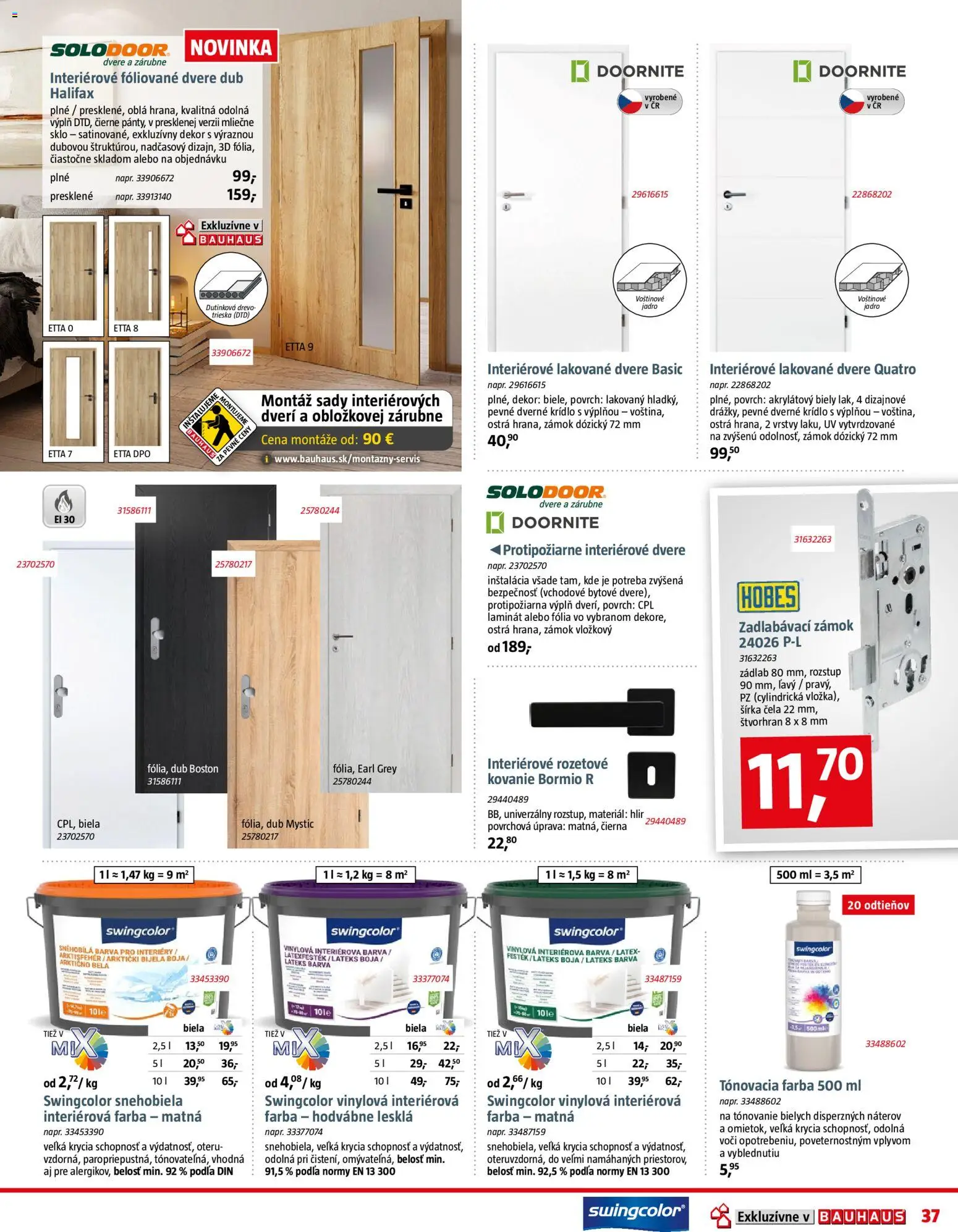 Nové Bauhaus akcie – leták je platný od 07.04.2026 | Strana: 37 | Produkty: Kovanie, Dvere, Interiérové dvere