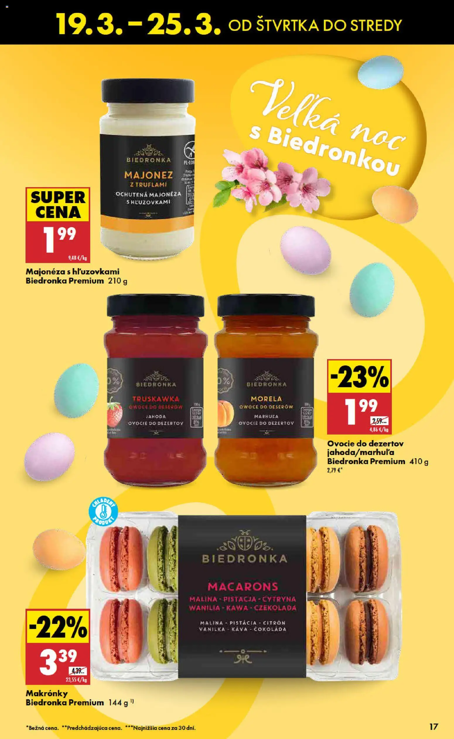 Nové Biedronka akcie – leták je platný od 19.03.2026 | Strana: 17 | Produkty: Káva, Makronky, Čokoláda, Ovocie