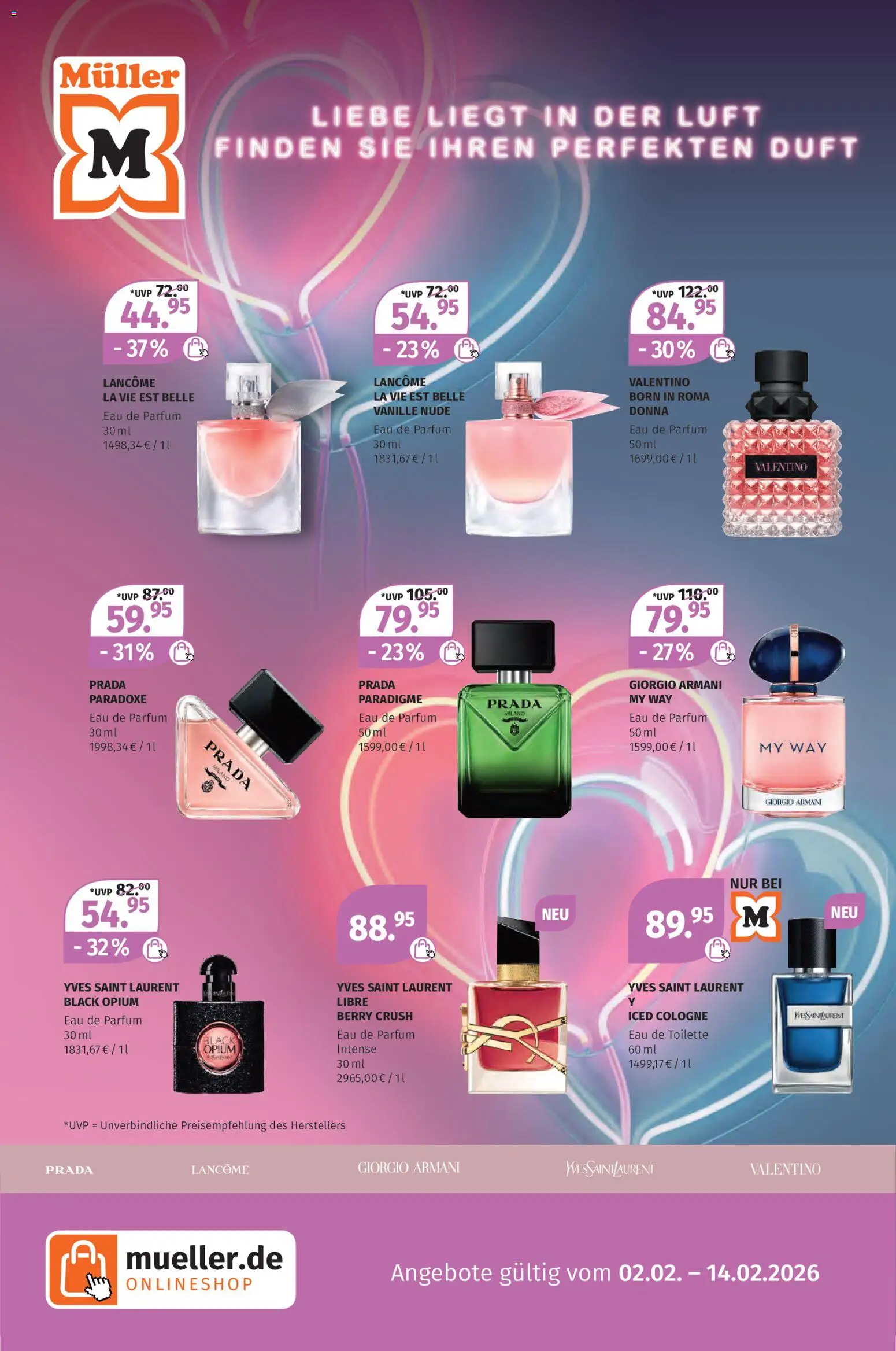 Müller Geschenkideen zum Valentinstag – gültig ab 02.02.2026 | Seite: 12 | Produkte: Toilette, Parfüm, Duft, Eau de Parfum