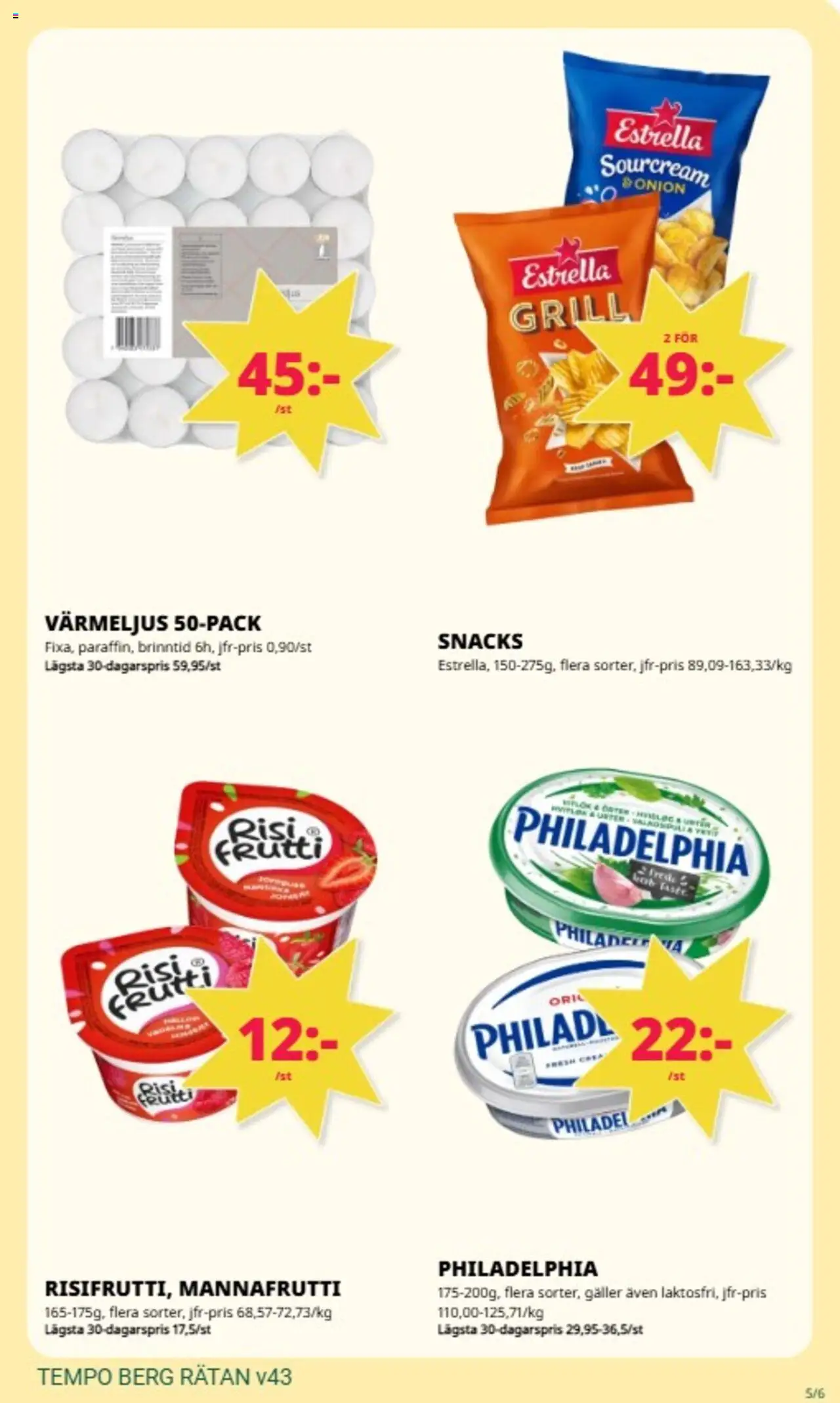Tempo reklamblad aktuell från 20.10.2025 | Sida: 5 | Produkter: Grill, Galler, Värmeljus
