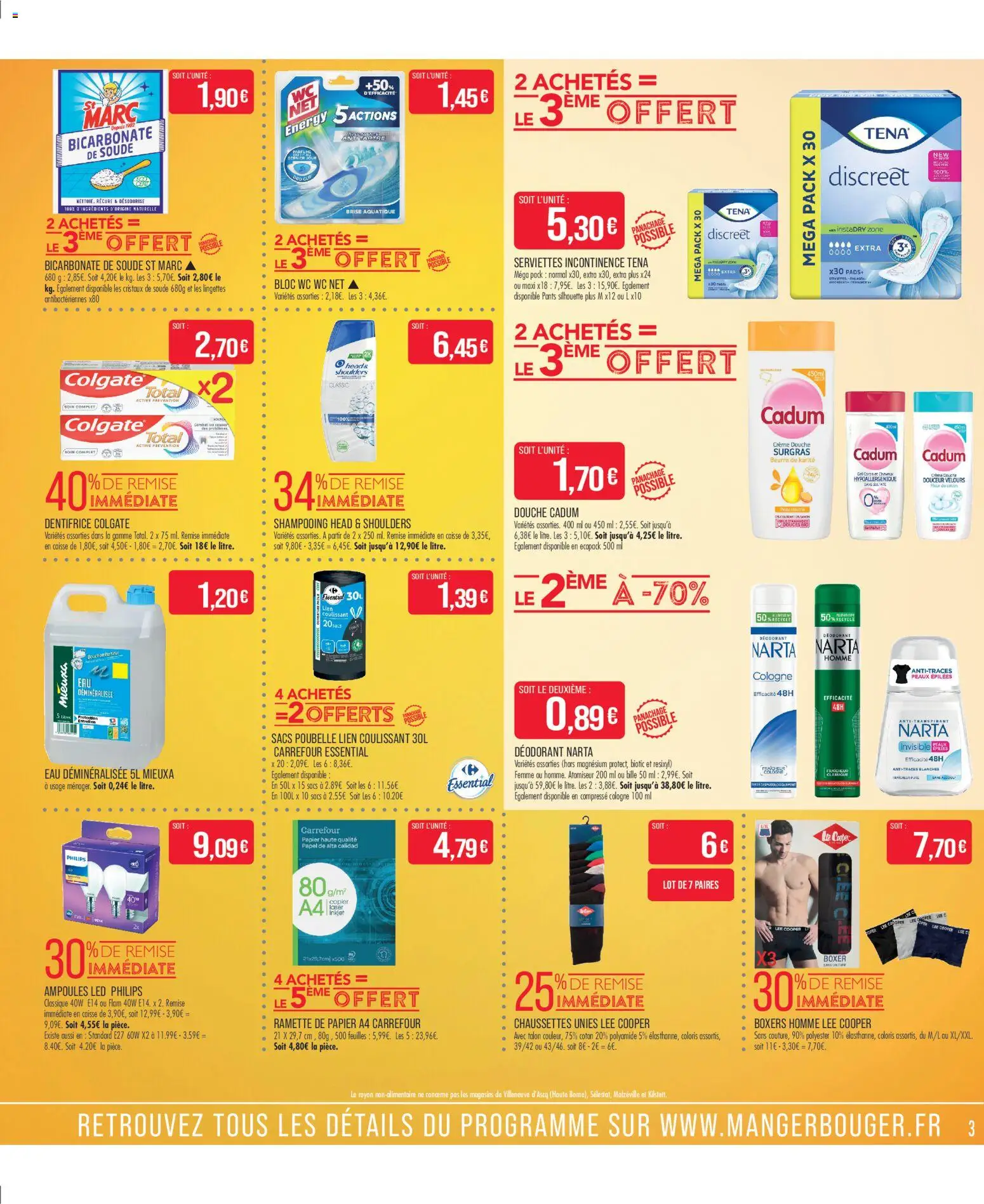 {H1} | Page: 3 | Produits: Déodorant, bloc WC, Douche, Sacs poubelle