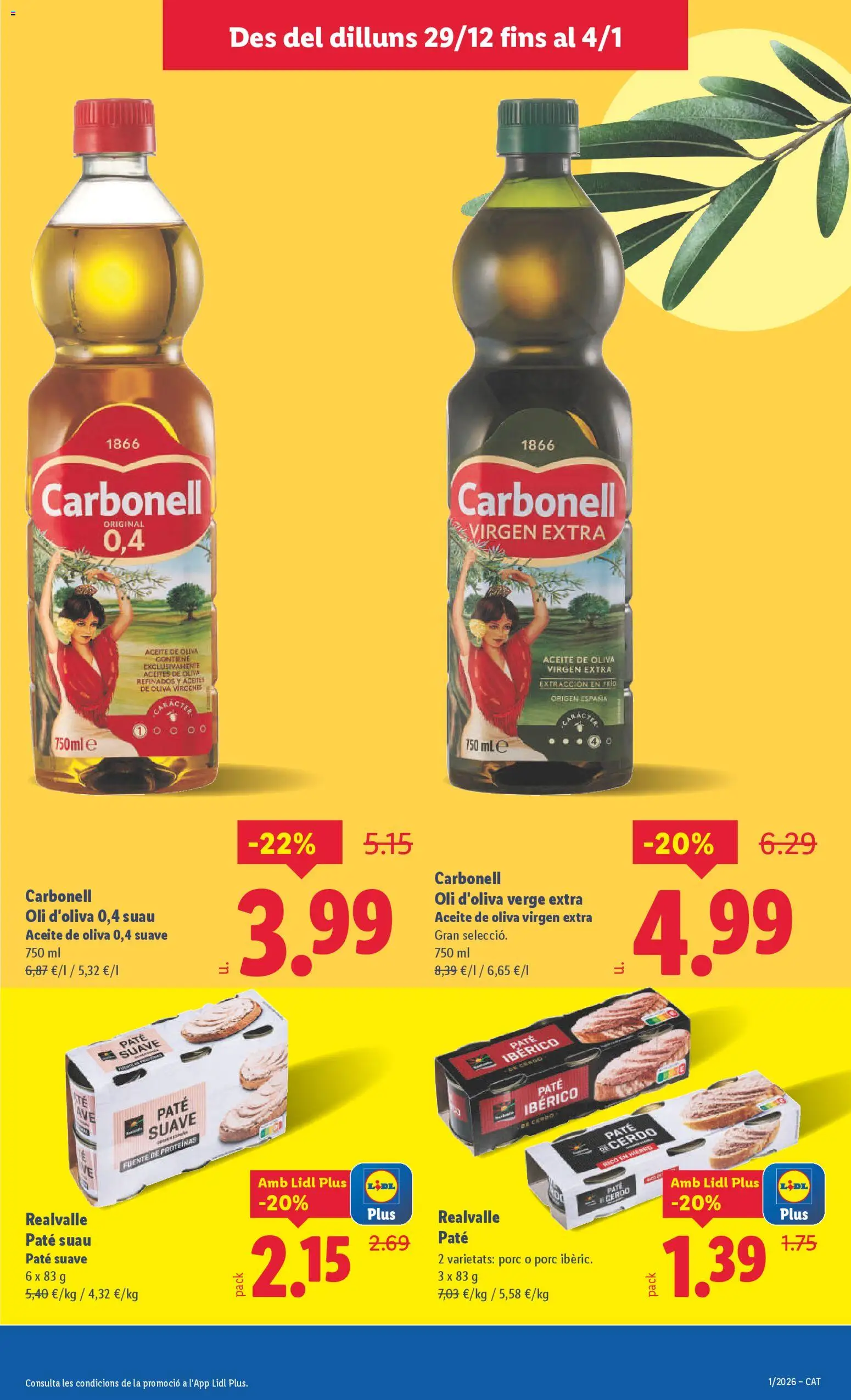 Lidl folleto │ válido desde el 29.12.2025 | Página: 15 | Productos: Aceite, Paté, Aceite de oliva, Aceite de oliva virgen extra