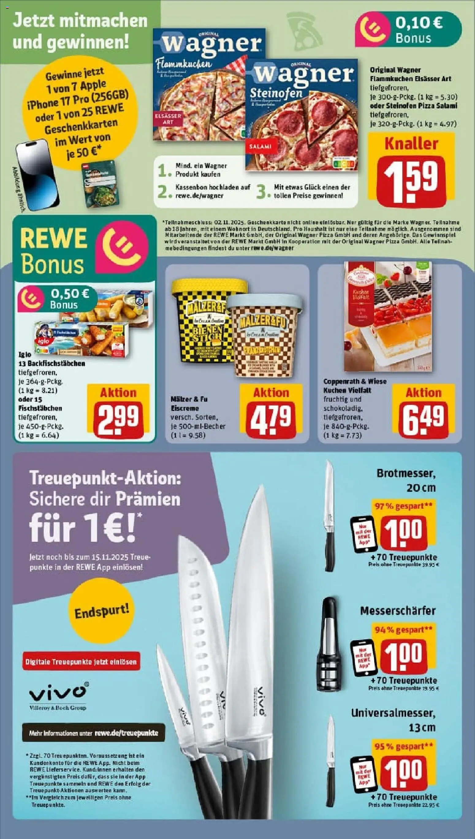 Rewe prospekt München / Moosach	 – gültig ab 26.10.2025 | Seite: 13 | Produkte: Eiscreme, Wagner pizza, Salami, Kuchen