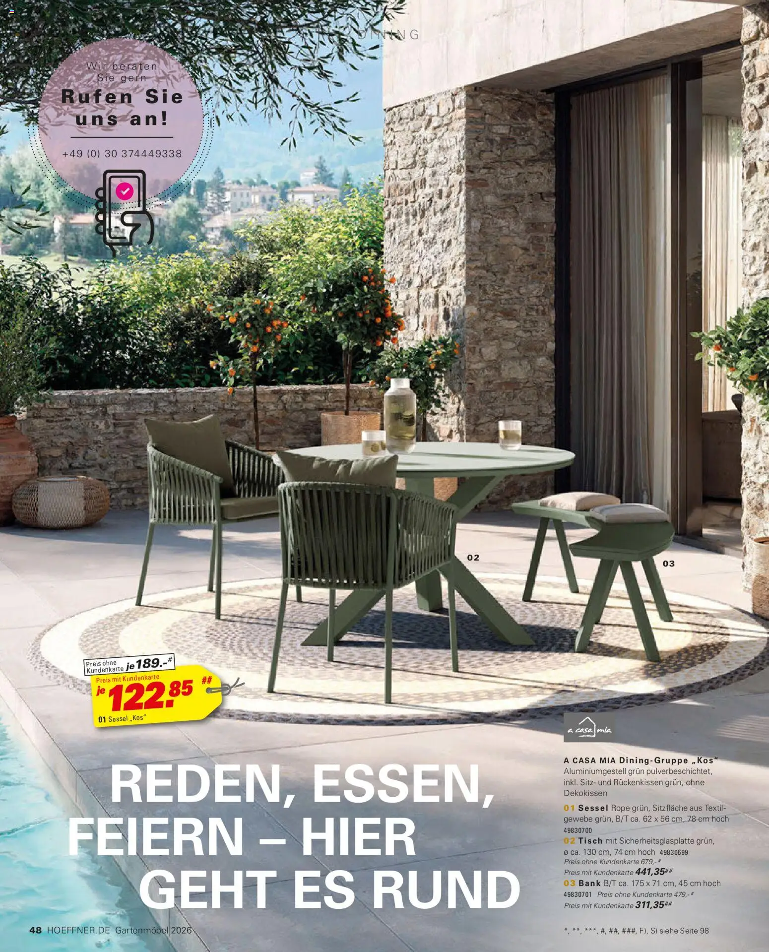 Höffner Prospekt Gartenmöbel – gültig ab 27.03.2026 | Seite: 48 | Produkte: Sessel, Tisch, Gartenmöbel