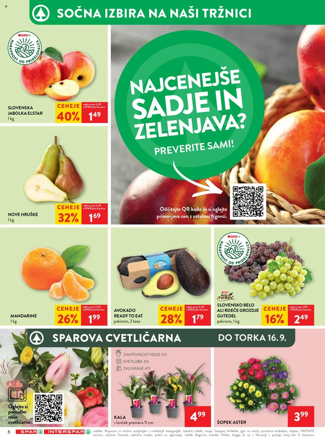 Novi Spar katalog ponudbe – veljaven od 10.09.2025 | Stran: 6 | Izdelki: Mandarine, Avokado, Zelenjava, Sadje