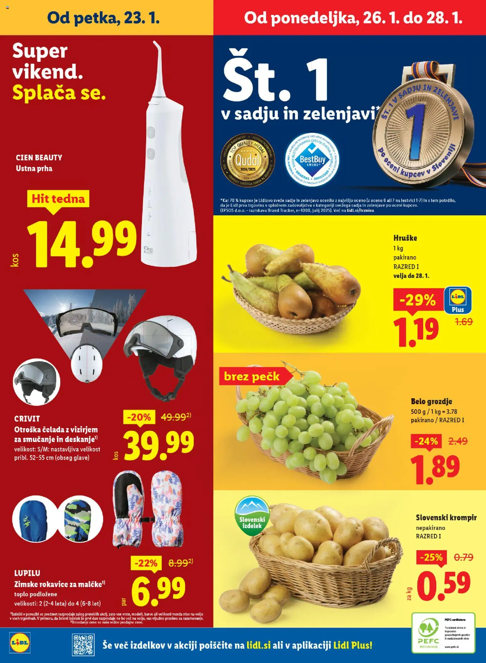Novi Lidl katalog ponudbe – veljaven od 22.01.2026 | Stran: 50 | Izdelki: Grozdje, Prha, Čelada, Hruške
