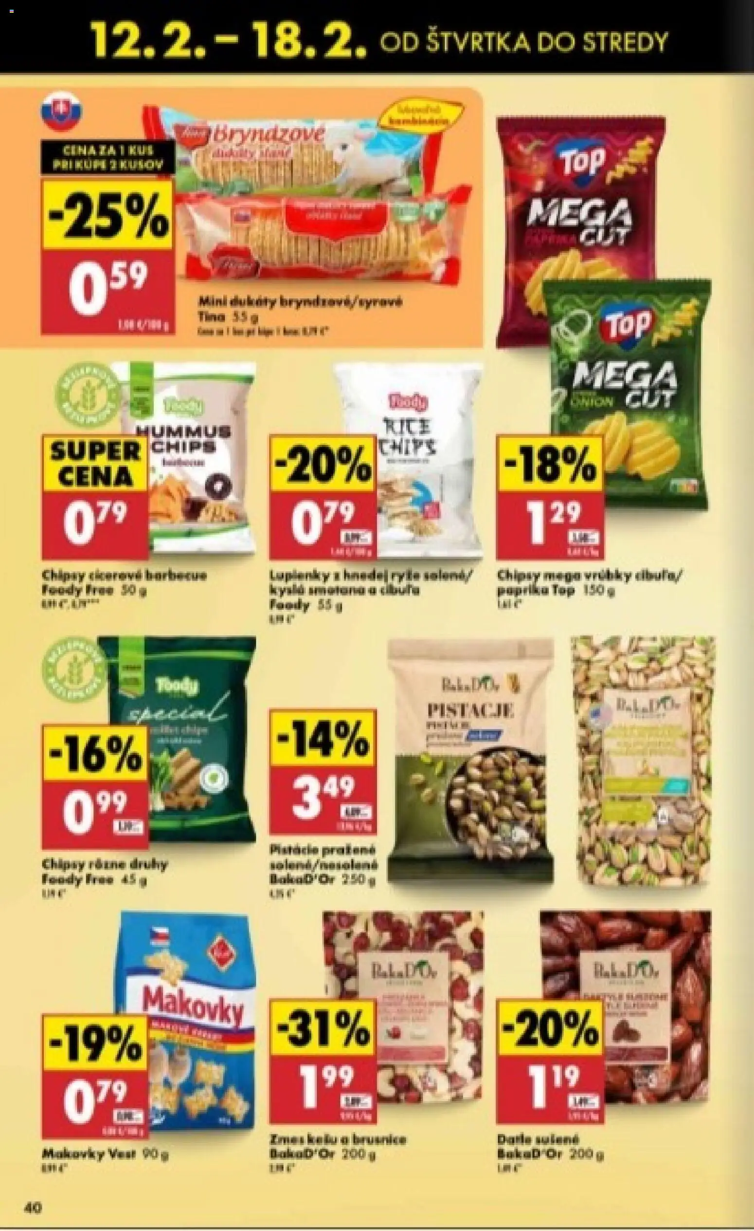Nové Biedronka akcie – leták je platný od 12.02.2026 | Strana: 40 | Produkty: Paprika, Chipsy, Pistácie