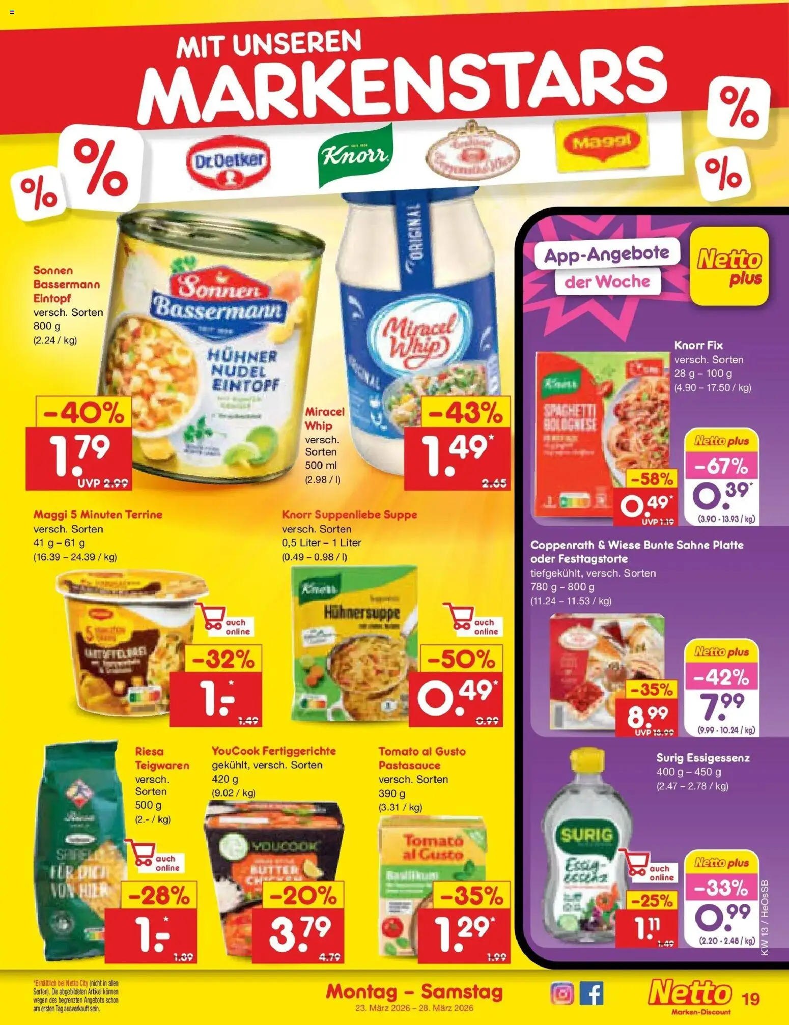 Netto Marken-Discount Prospekt Kröpelin	 – gültig ab 23.03.2026 | Seite: 19 | Produkte: Knorr fix, Maggi, Butter, Sahne