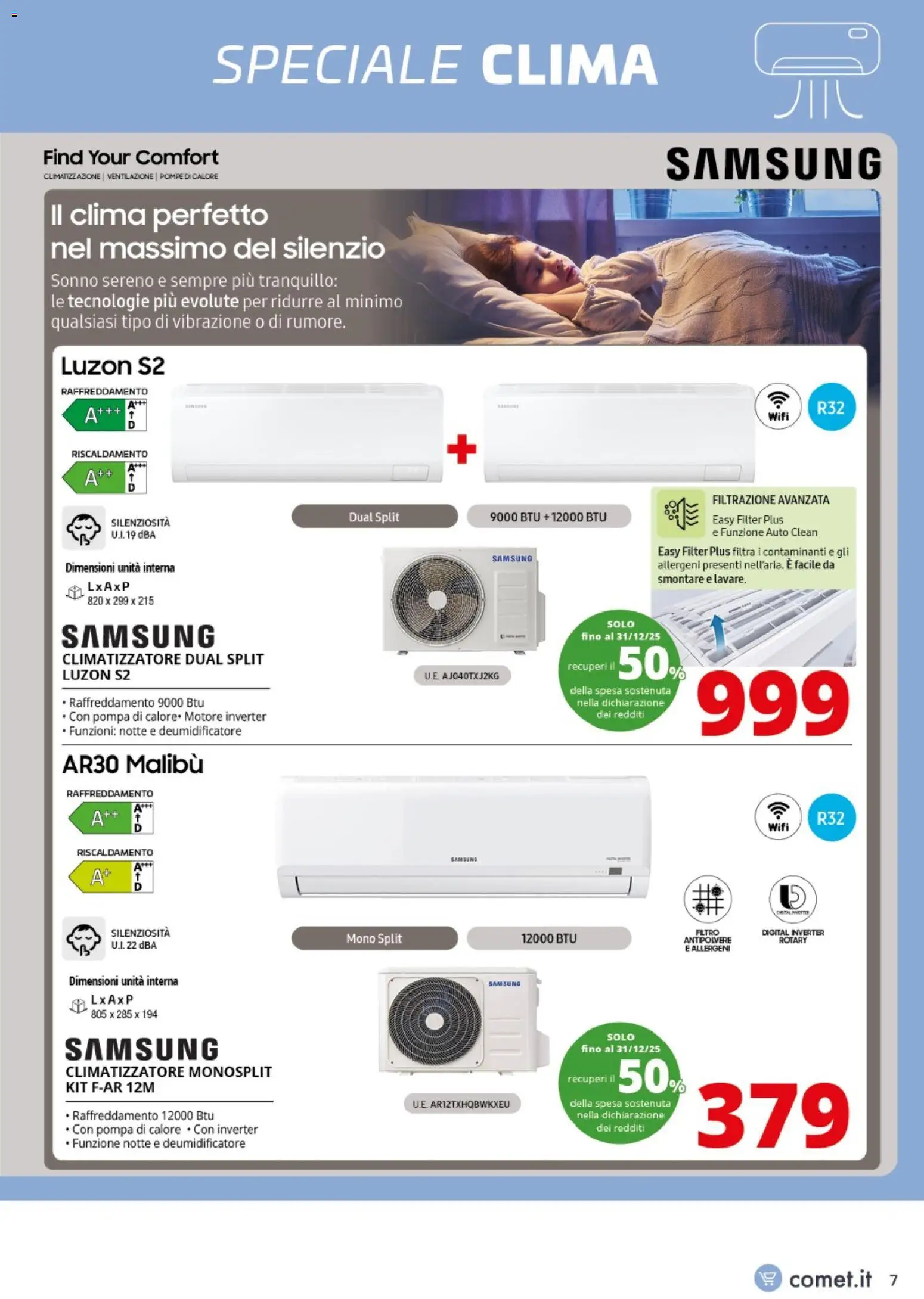Volantino Comet del 15.11.2025 | Pagina: 7 | Prodotti: Climatizzatore, Deumidificatore, Samsung