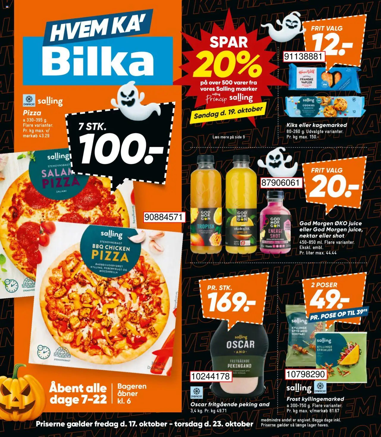 Bilka tilbudsavis – gyldig fra 17.10.2025 | Side: 1 | Produkter: Pizza, Juice, Vafler, Mozzarella