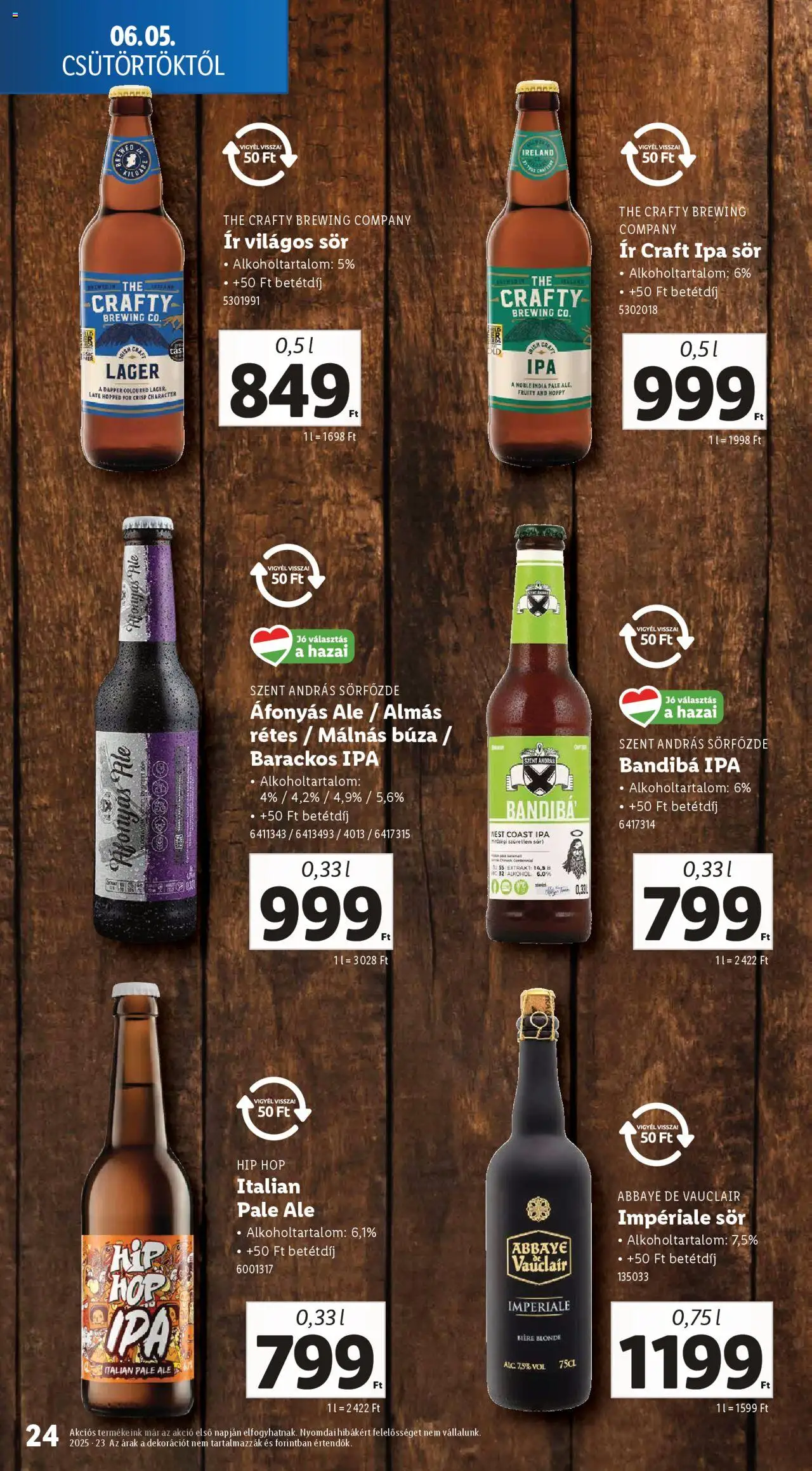Lidl akciós ujság - amely érvényes a következő dátumtól: 05.06.2025 | Oldal: 24 | Termékek: Alkohol, Sör