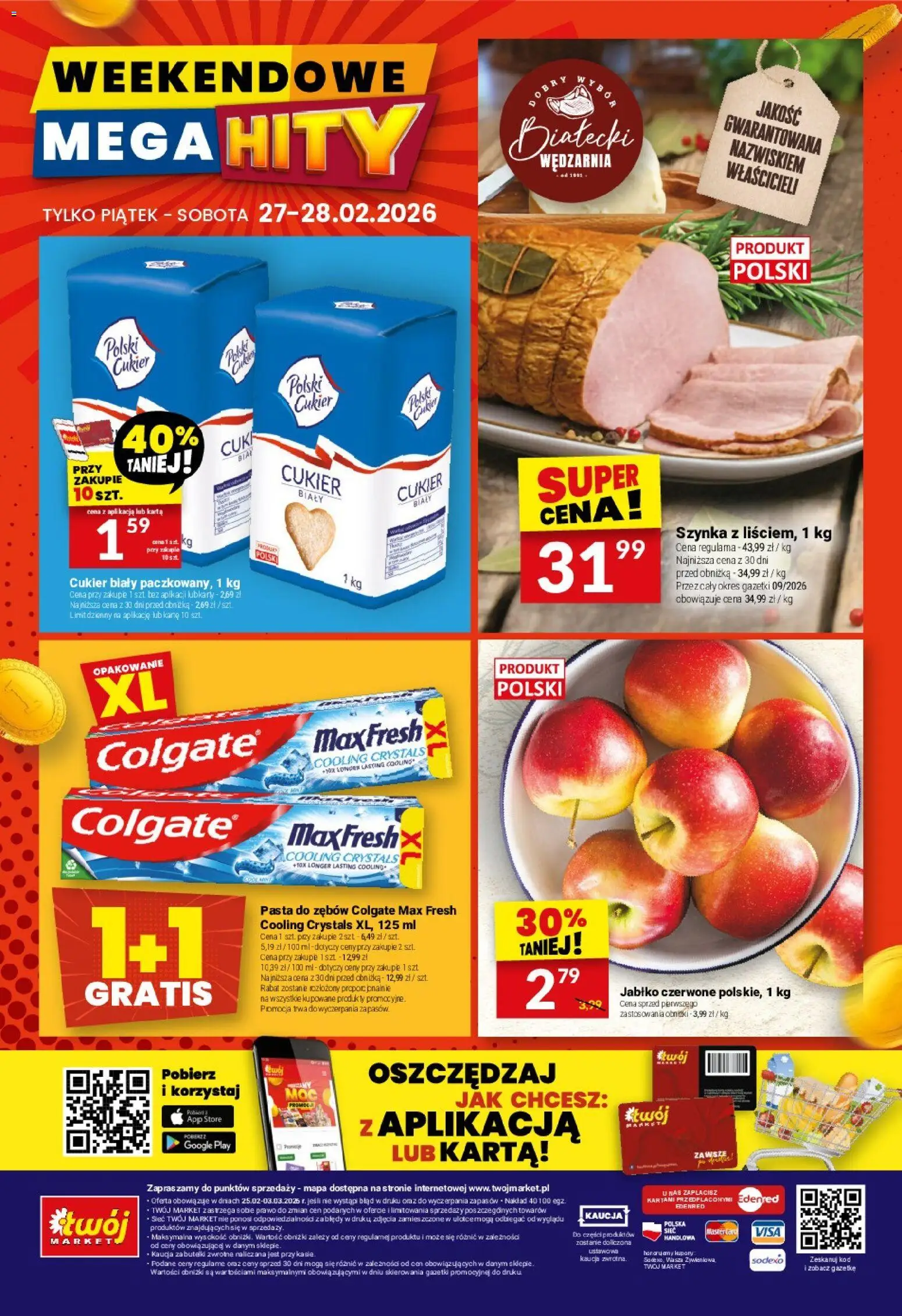 Twój Market Gazetka od 25.02.2026 | Strona: 32 | Produkty: Szynka, Cukier biały, Pasta do zębów, Cukier
